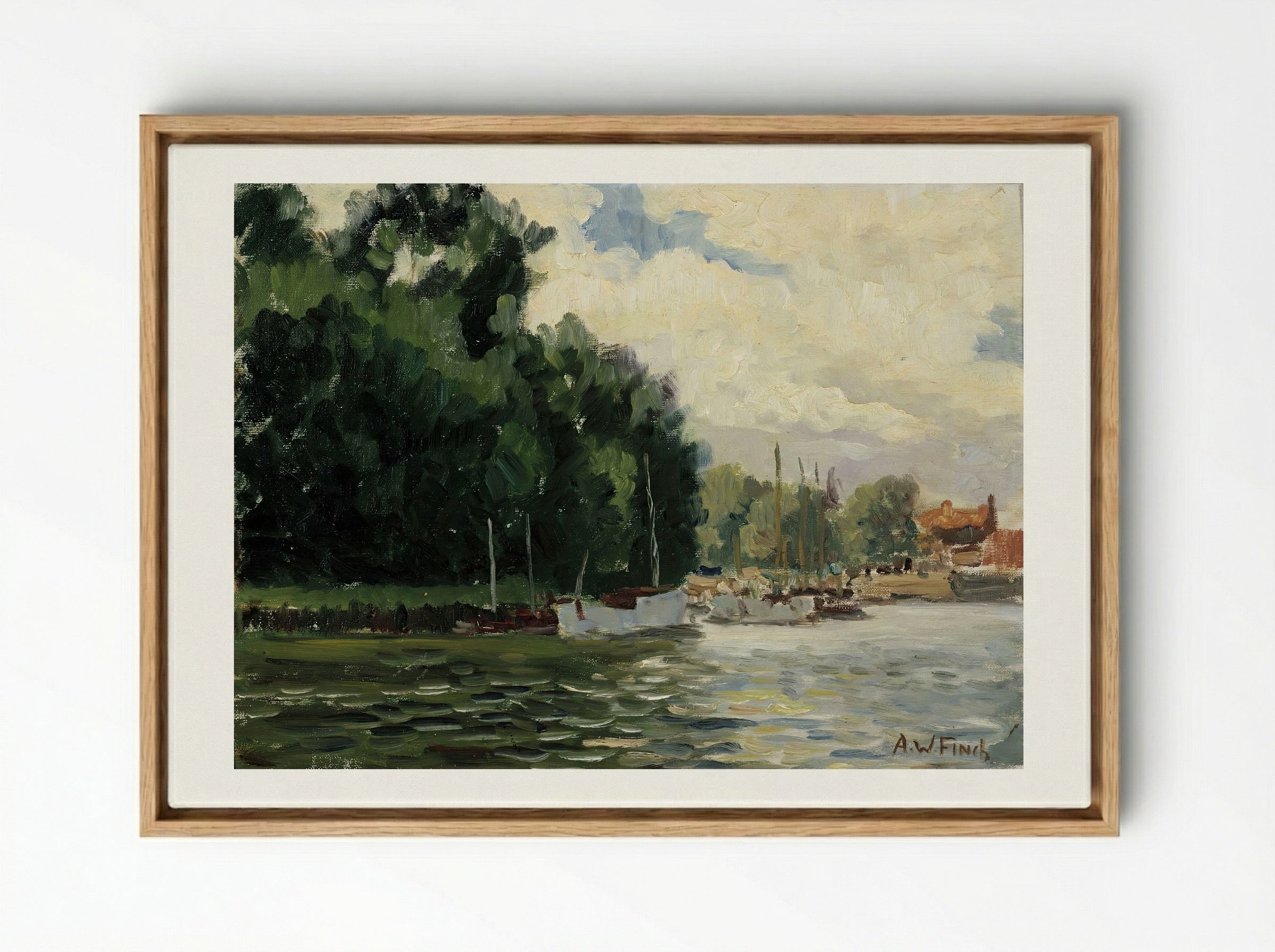Richmond, Thames - Alfred William Finch - Framed Canvas Wood