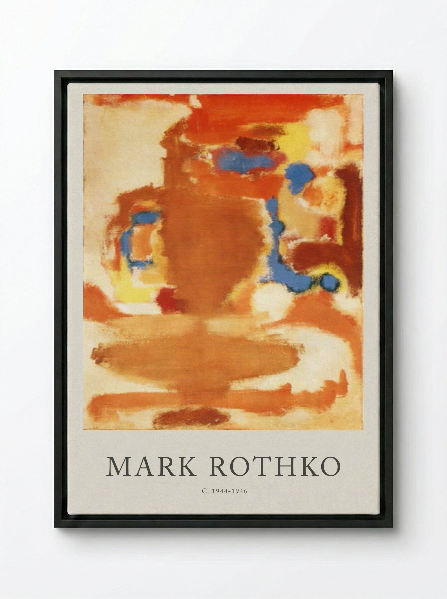 Untitled (Composition with Brown, Orange, and Blue) - Mark Rothko - Framed Canvas Black
