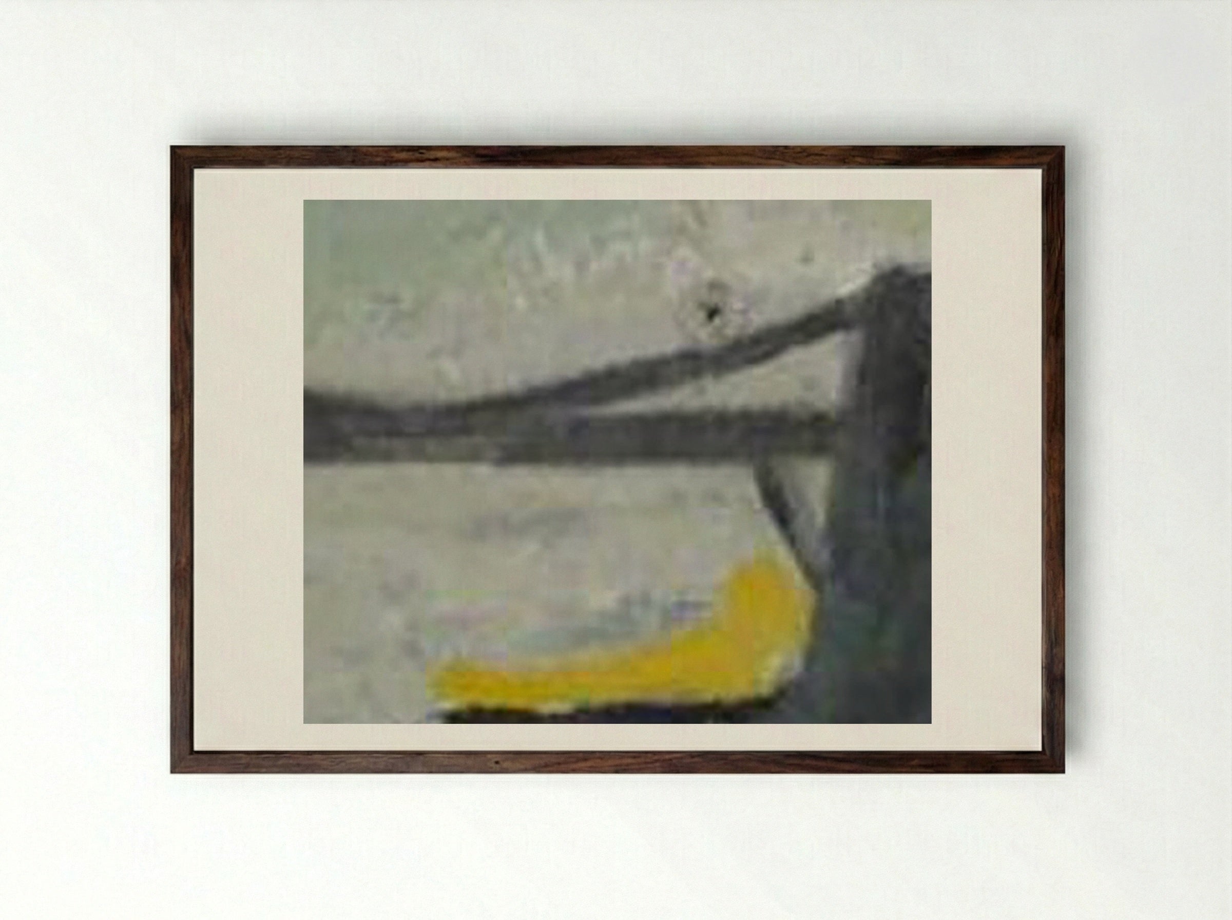 Ravine with Estuary (Bristol Channel and Suspension Bridge) - Alfred Wallis - Framed Print Dark Wood