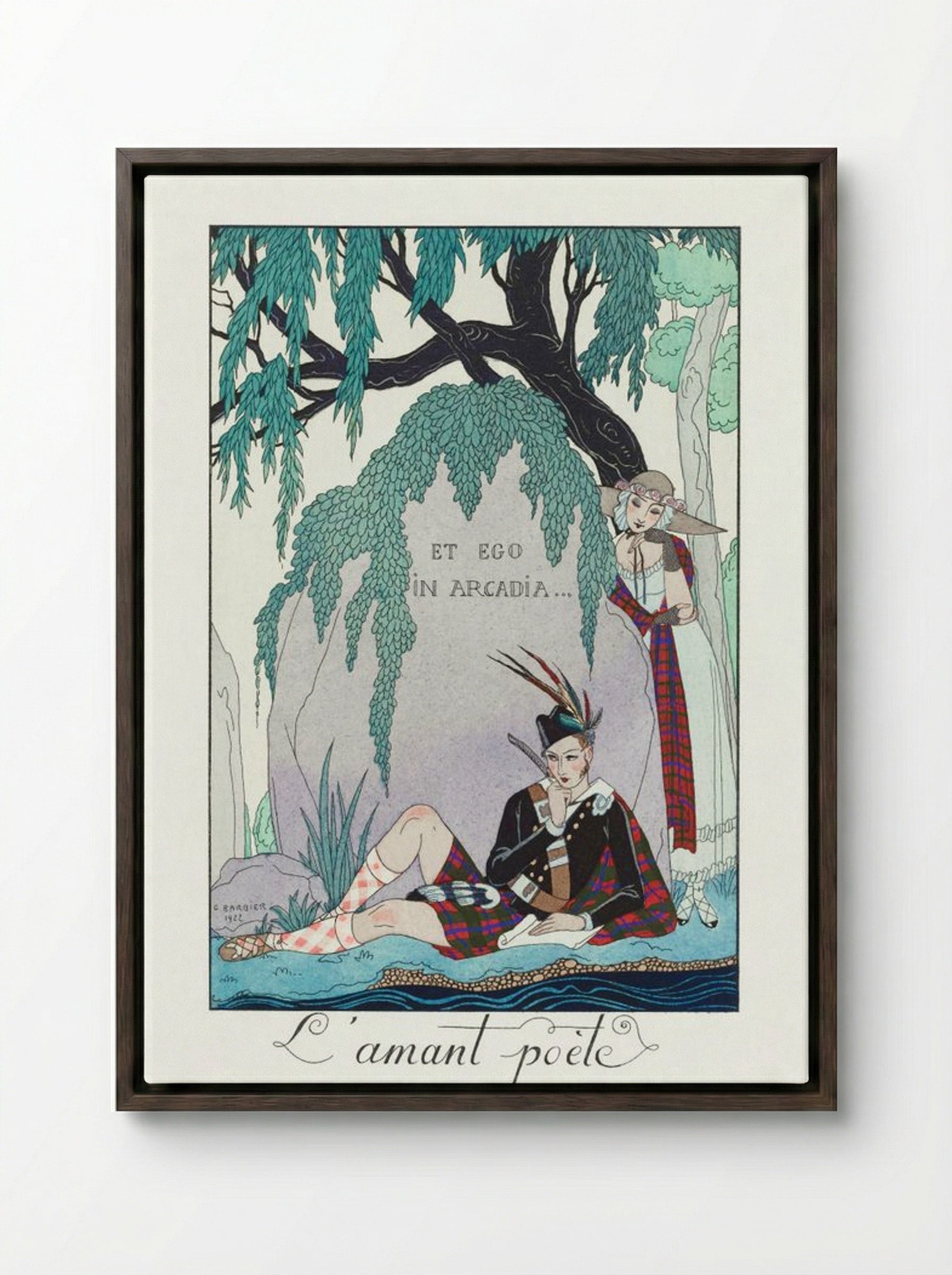L'Amant Poète - George Barbier - Framed Canvas Dark Wood