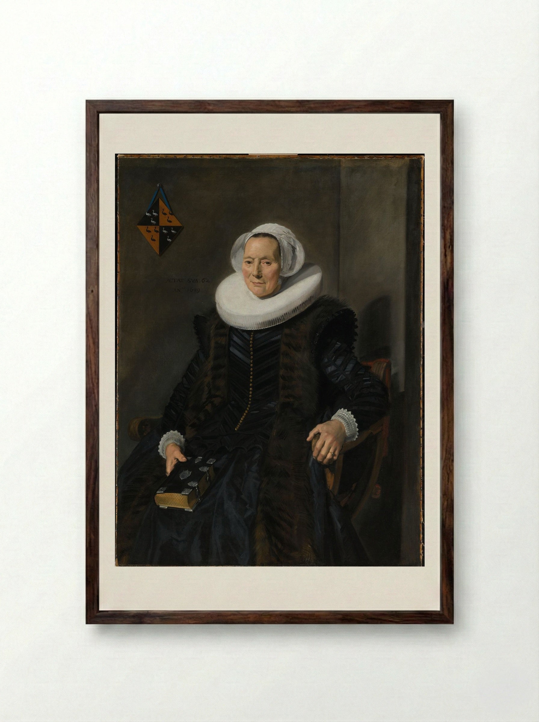 Portrait of Maritge Claesdr Vooght - Frans Hals - Framed Print Dark Wood