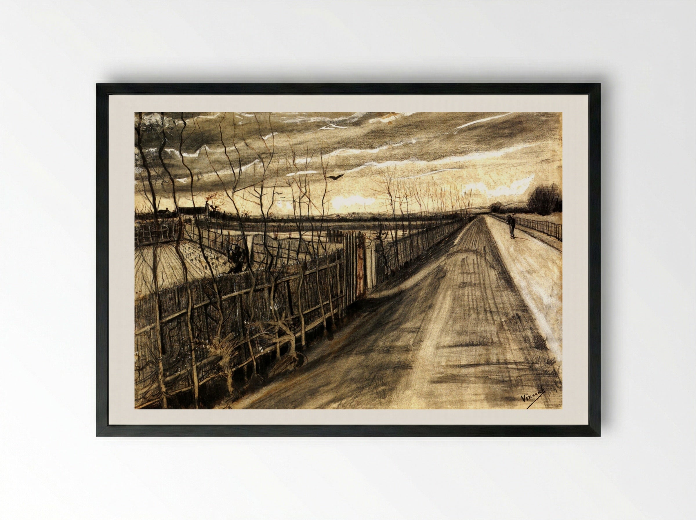 Country Road in Provence near Tarascon - Vincent van Gogh - Framed Print Black