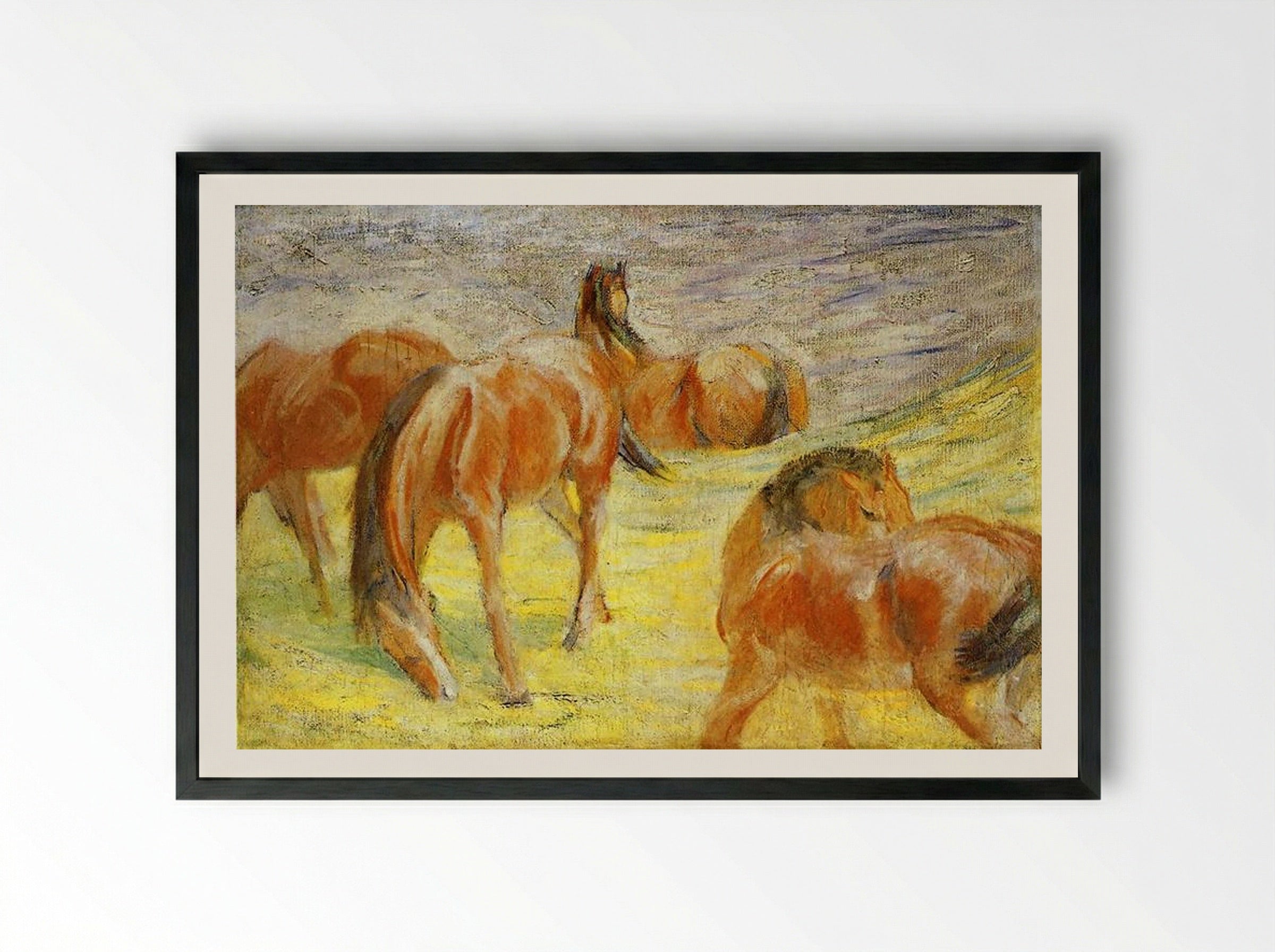 Grazing Horses IV - Franz Marc - Framed Print Black