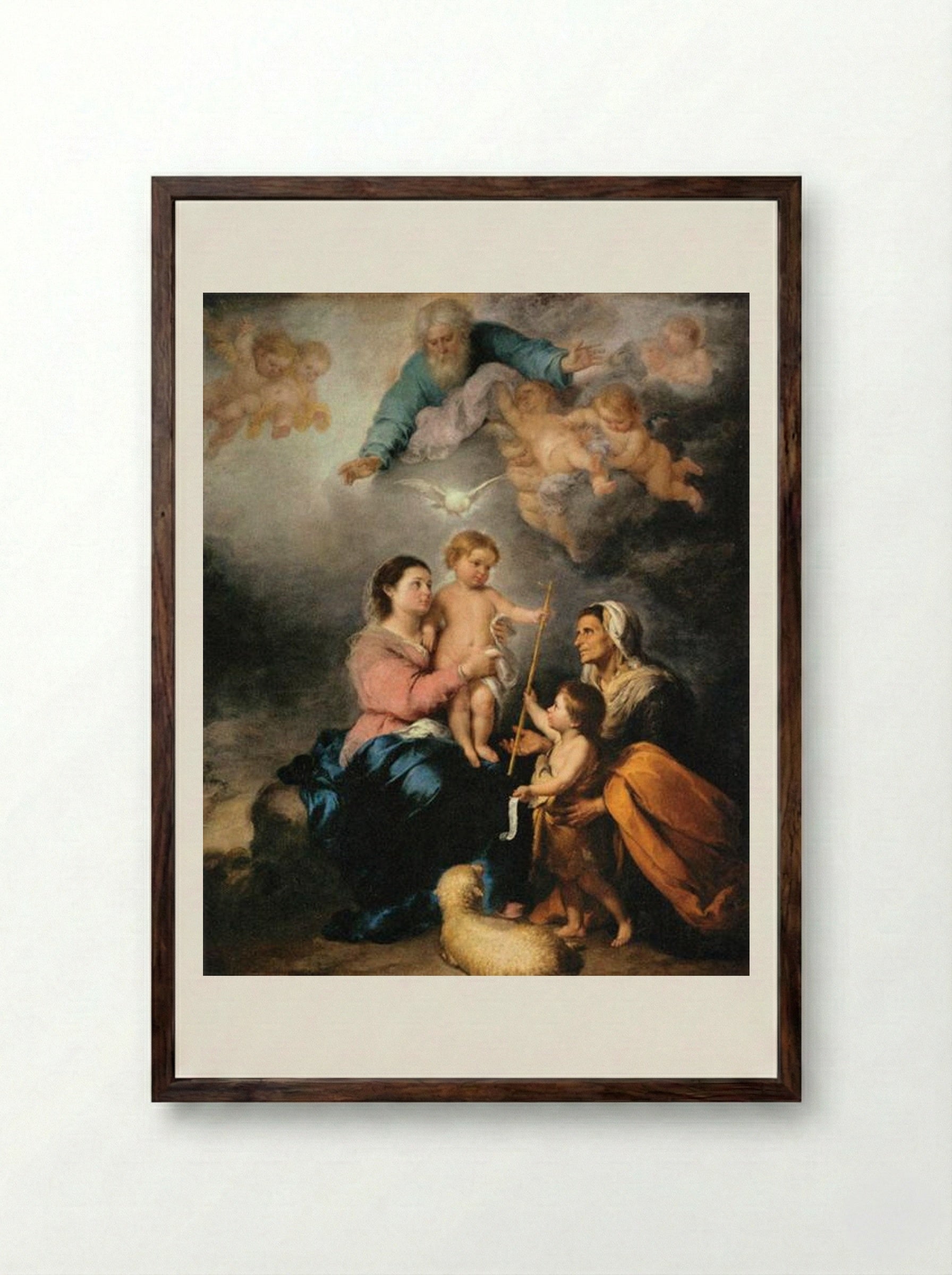 The Holy Family (The Seville Virgin) - Bartolomé Esteban Murillo - Framed Print Dark Wood