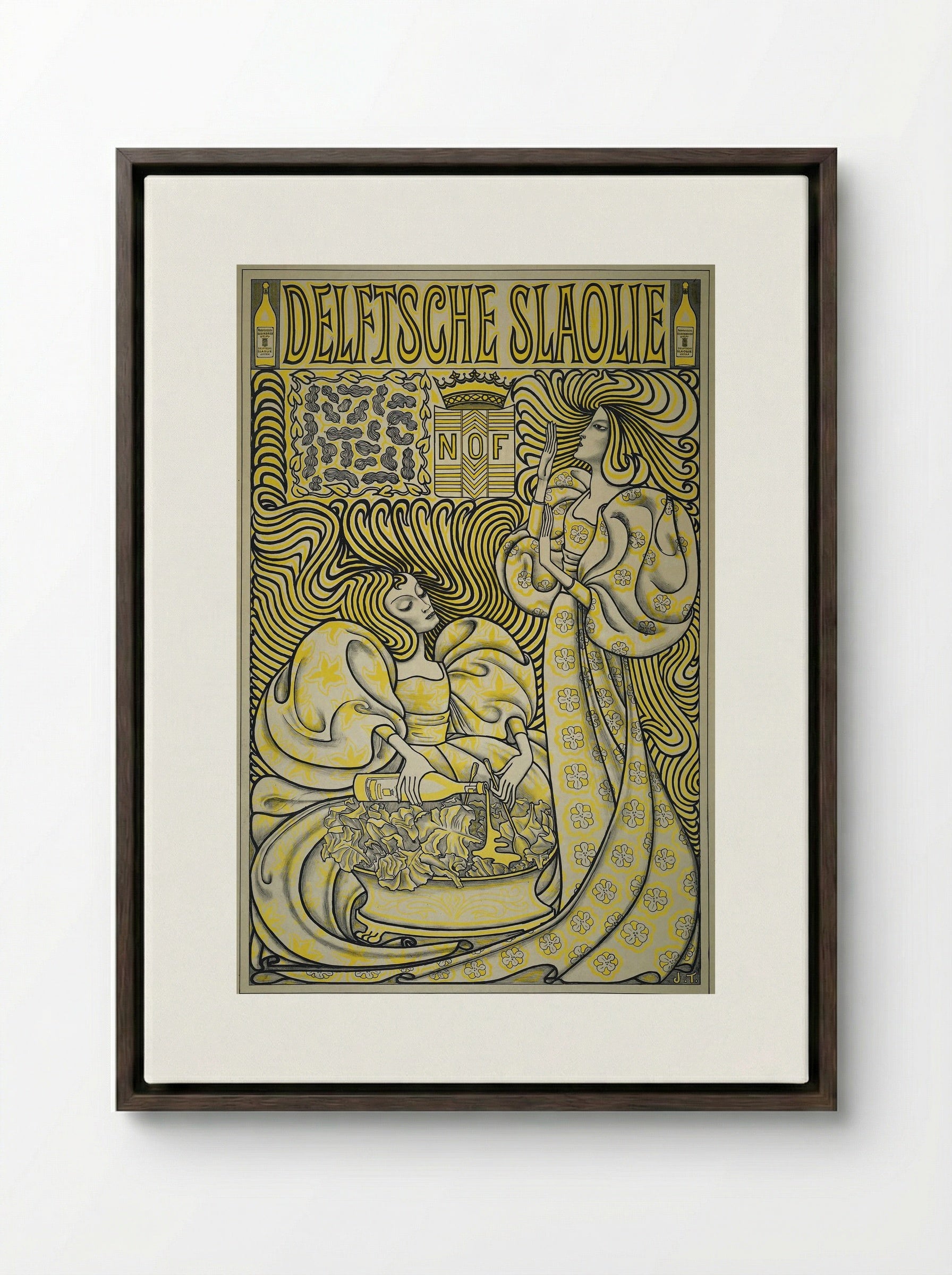 Poster for Delft Salad Oil - Jan Toorop - Framed Canvas Dark Wood