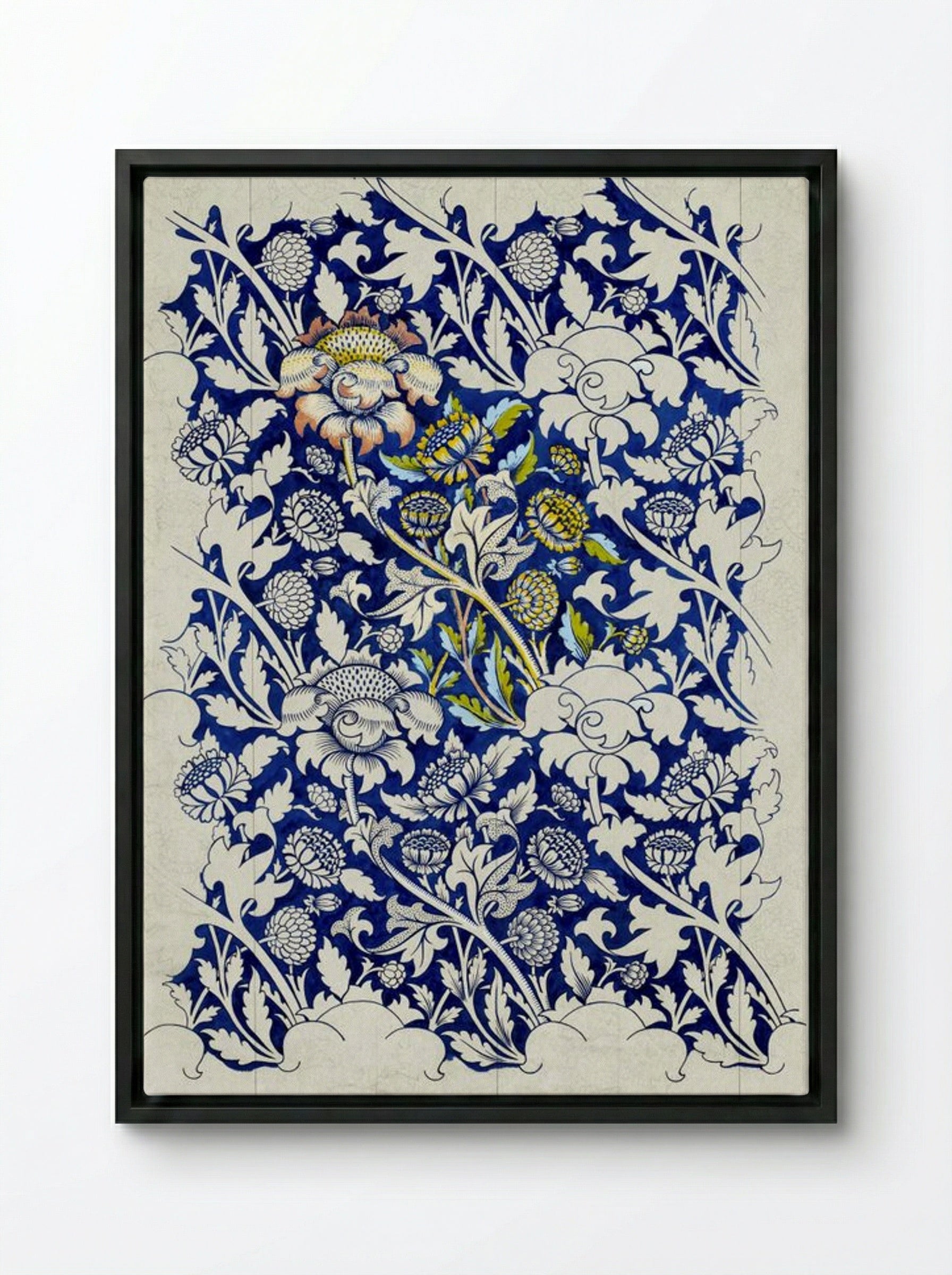 Wey (Design for Printed Fabric) - William Morris - Framed Canvas Black