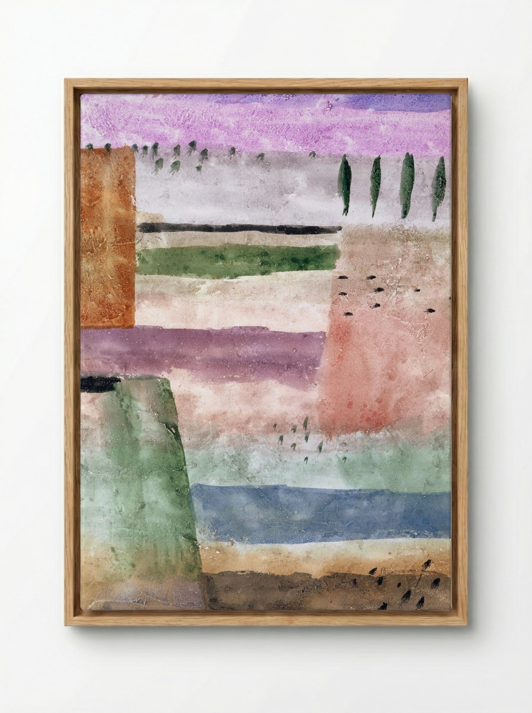 Landscape with Poplars - Paul Klee - Framed Canvas Wood