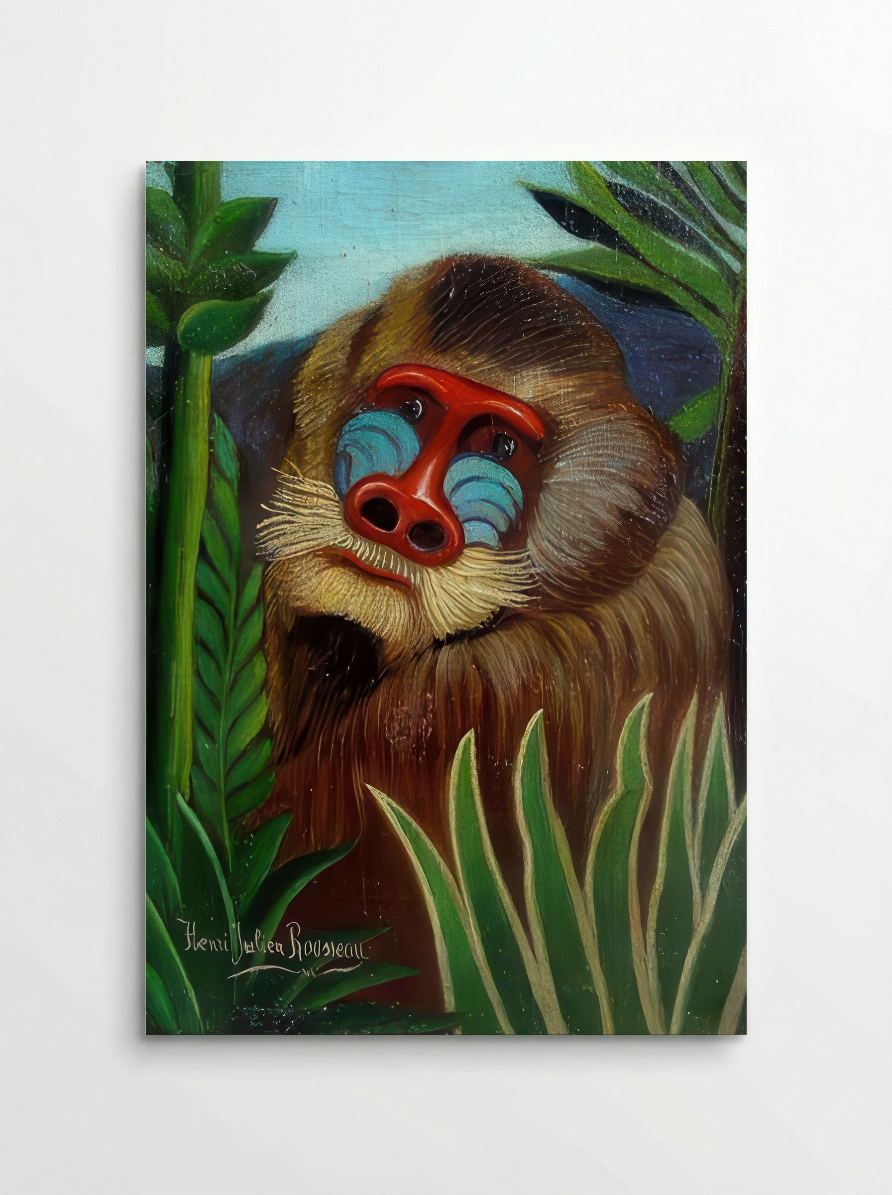Mandrill in the Jungle by Henri Rousseau – Naïve Jungle Animal Art Print - Poster