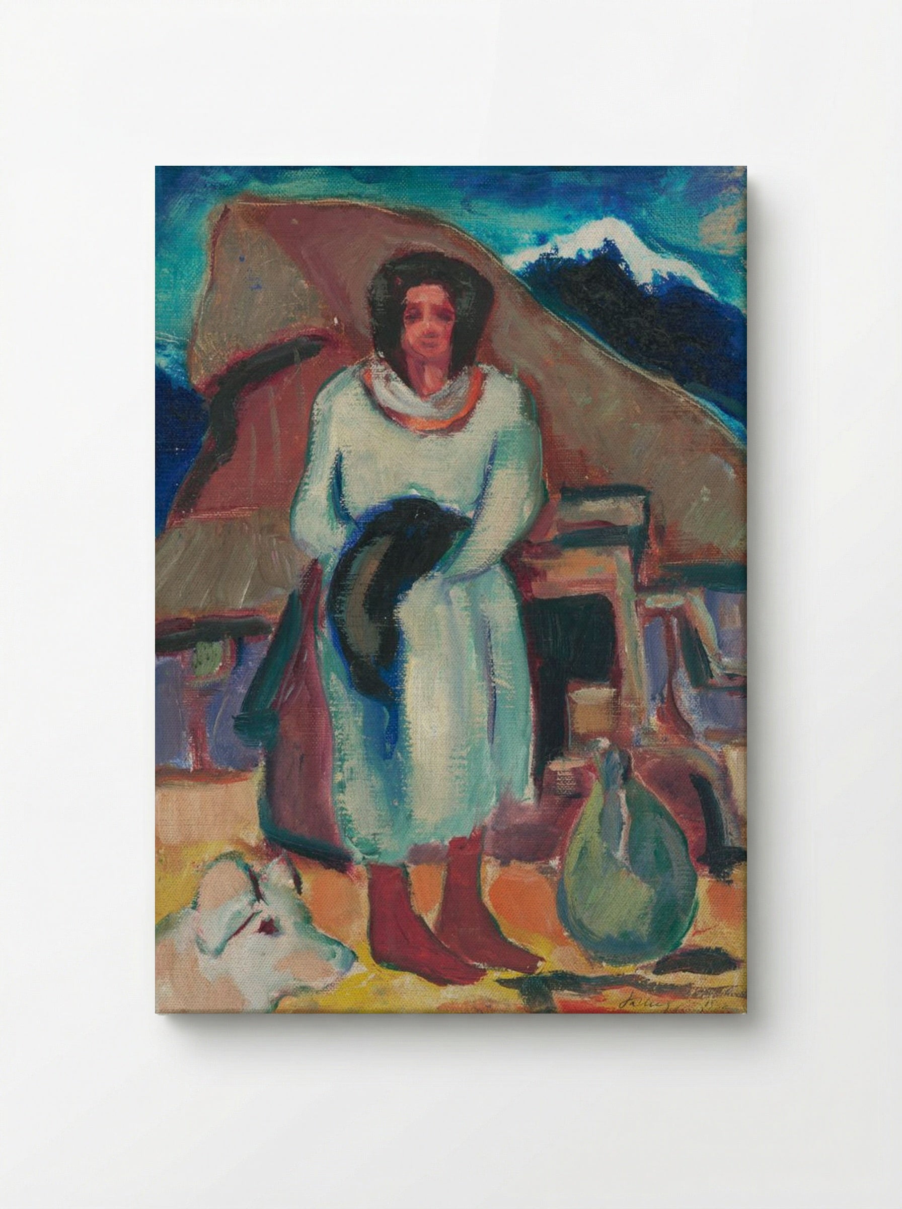 Study of a Village Girl in Front of a Cottage - Zolo Palugyay - Canvas