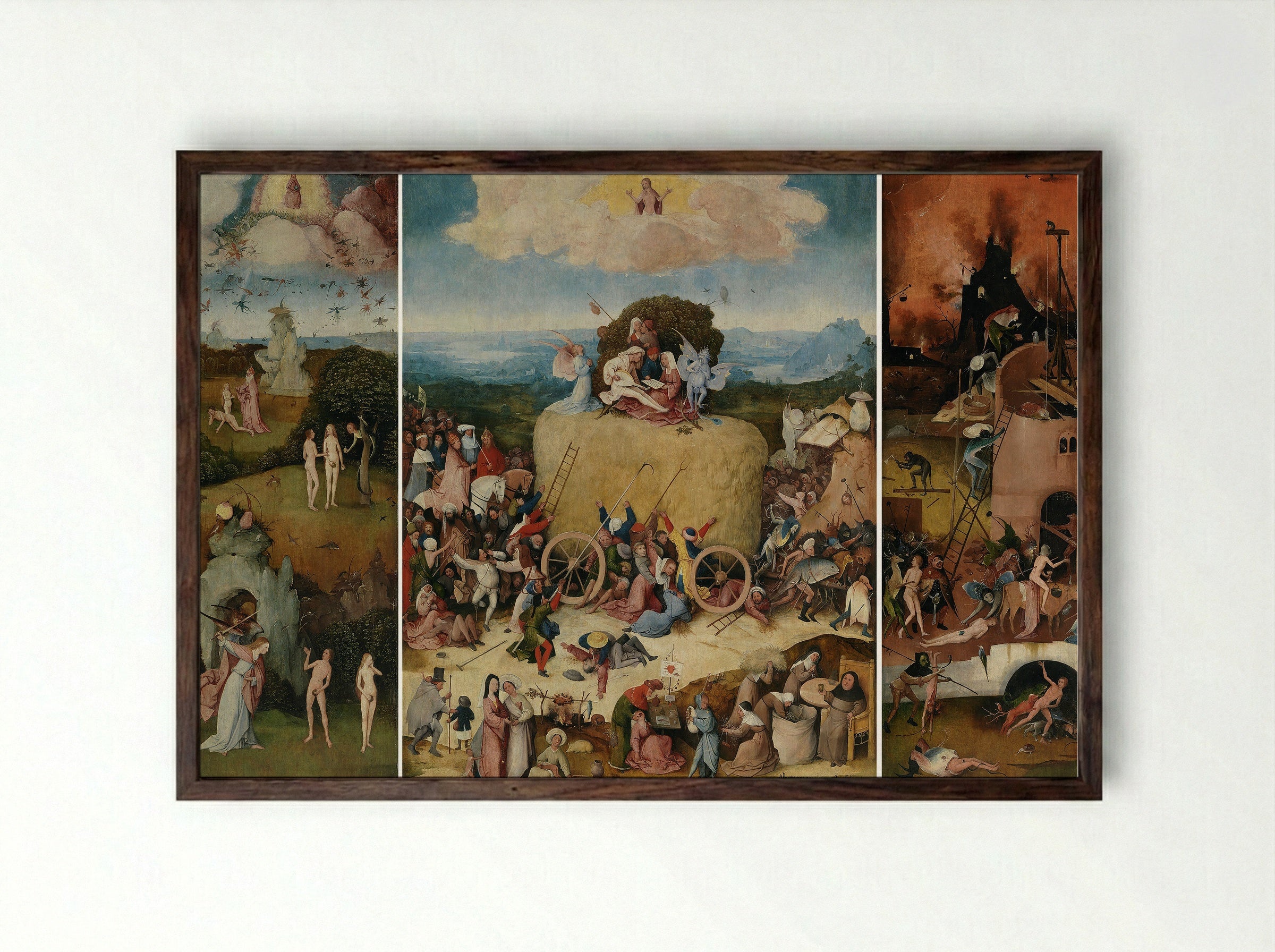 The Haywain Triptych - Hieronymus Bosch - Framed Print Dark Wood