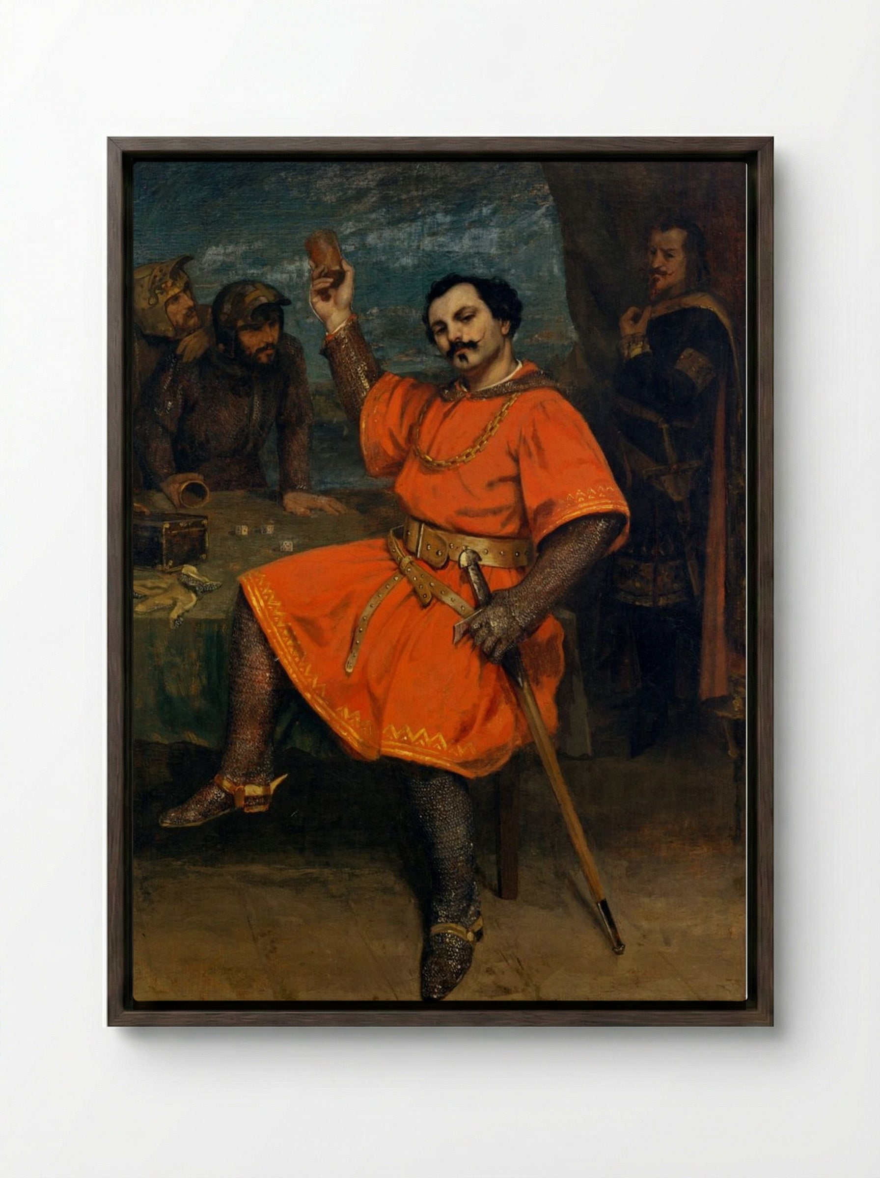 Portrait of Louis Guéymard as Robert le Diable - Gustave Courbet - Framed Canvas Dark Wood