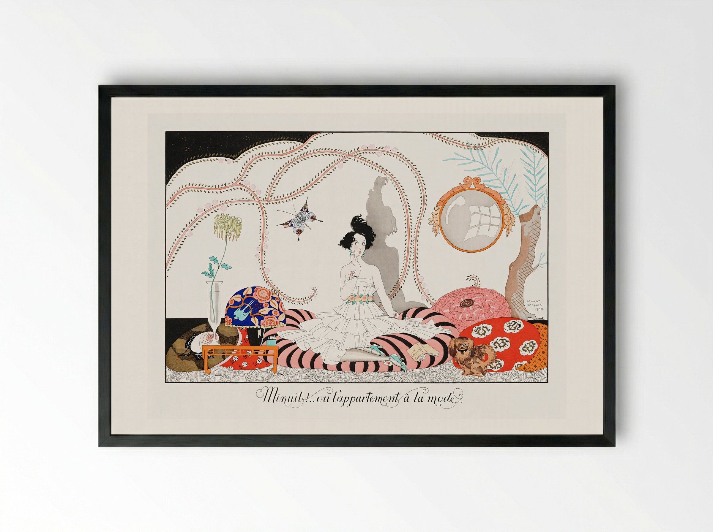 Minuit!...ou l'appartement a la mode. Plate no. 7 - George Barbier - Framed Print Black