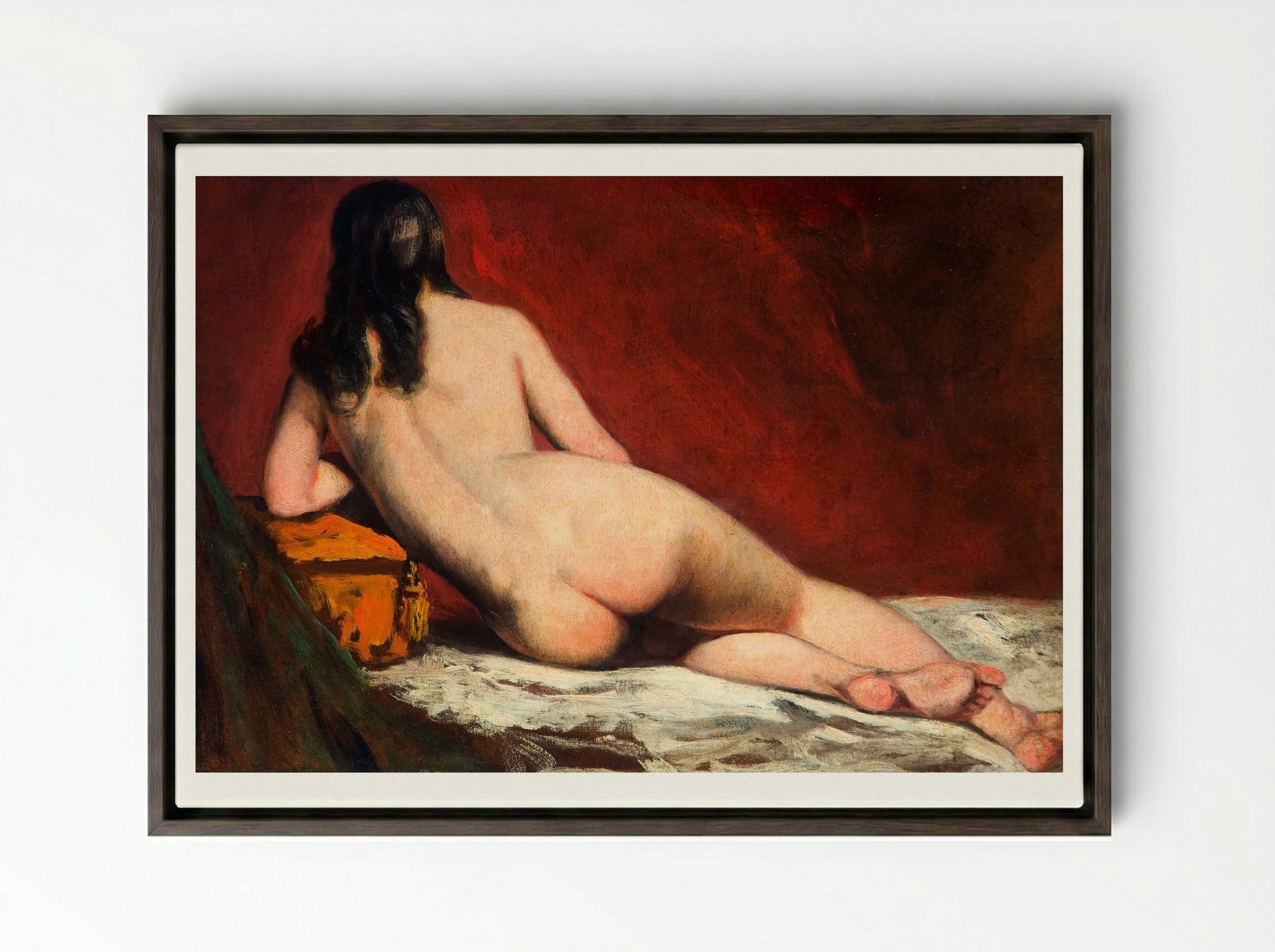 Nude Study of a Reclining Woman - William Etty - Framed Canvas Dark Wood