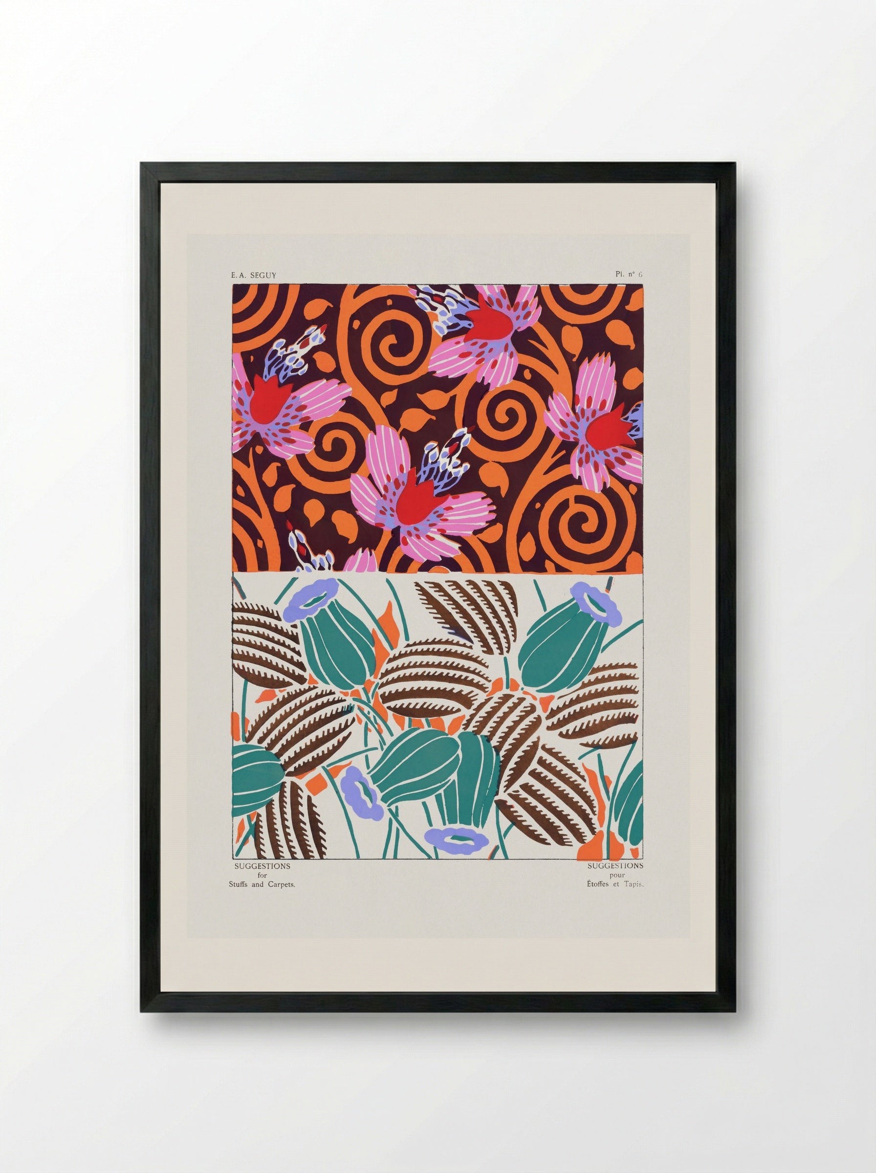 Suggestions for Stuffs and Carpets, Plate 11 - Émile-Allain Séguy - Framed Print Black