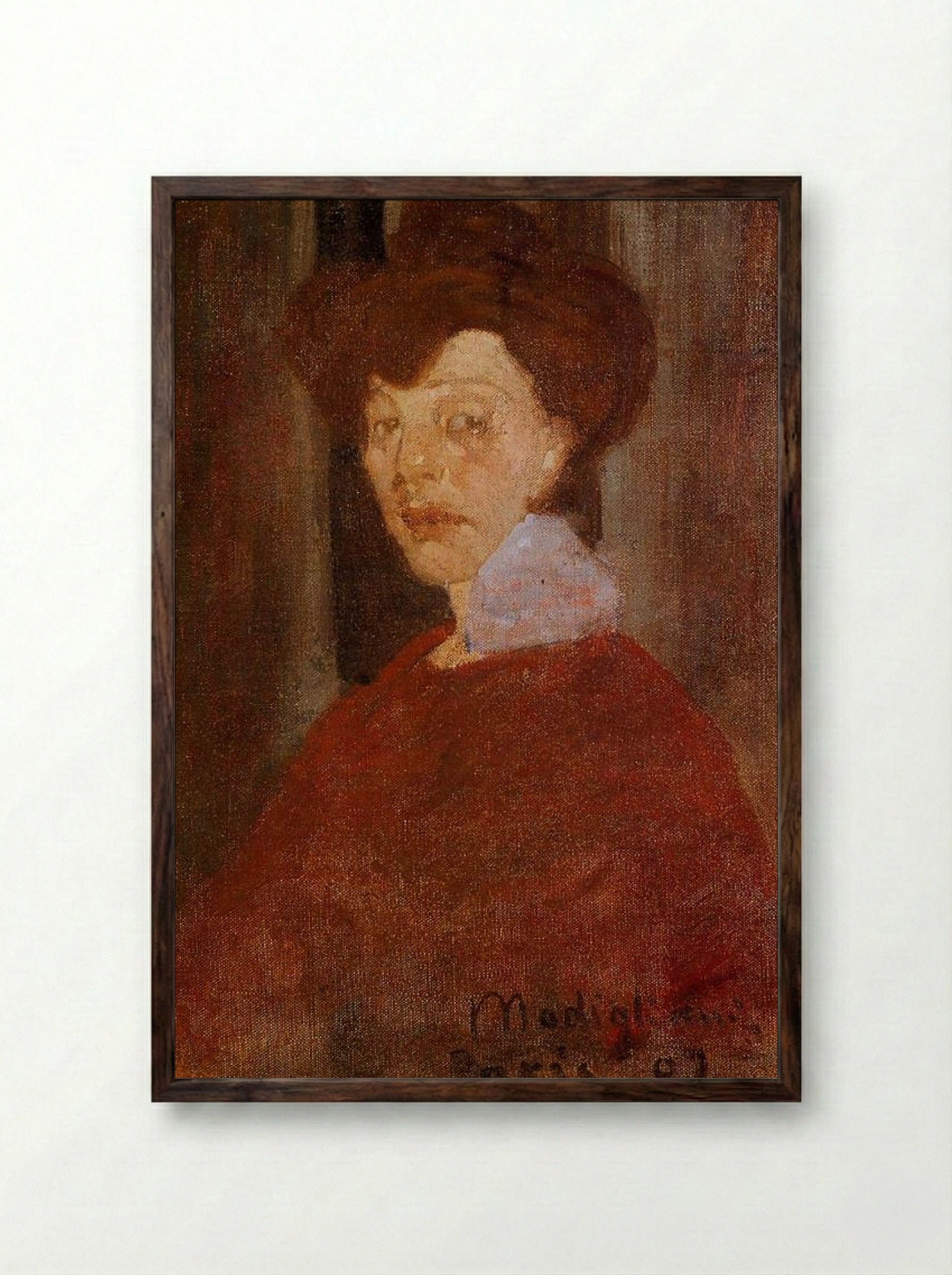 Portrait of a Woman - Berthe Morisot - Framed Print Dark Wood