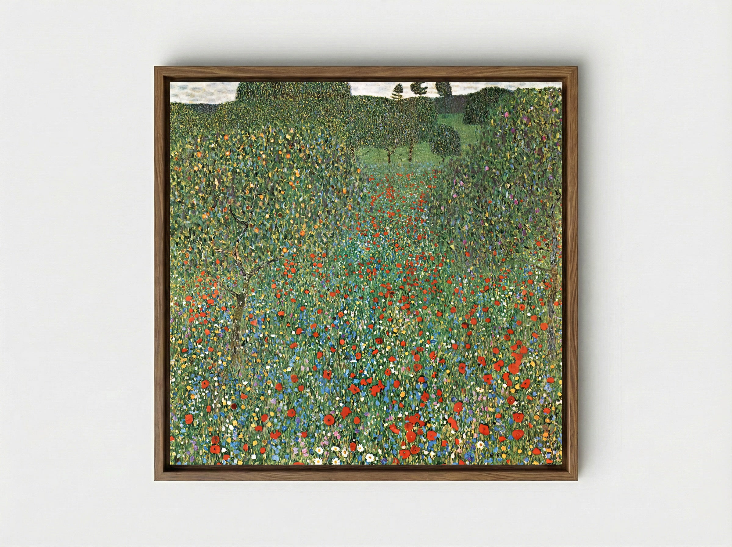 Poppy Field - Gustav Klimt - Framed Canvas Wood