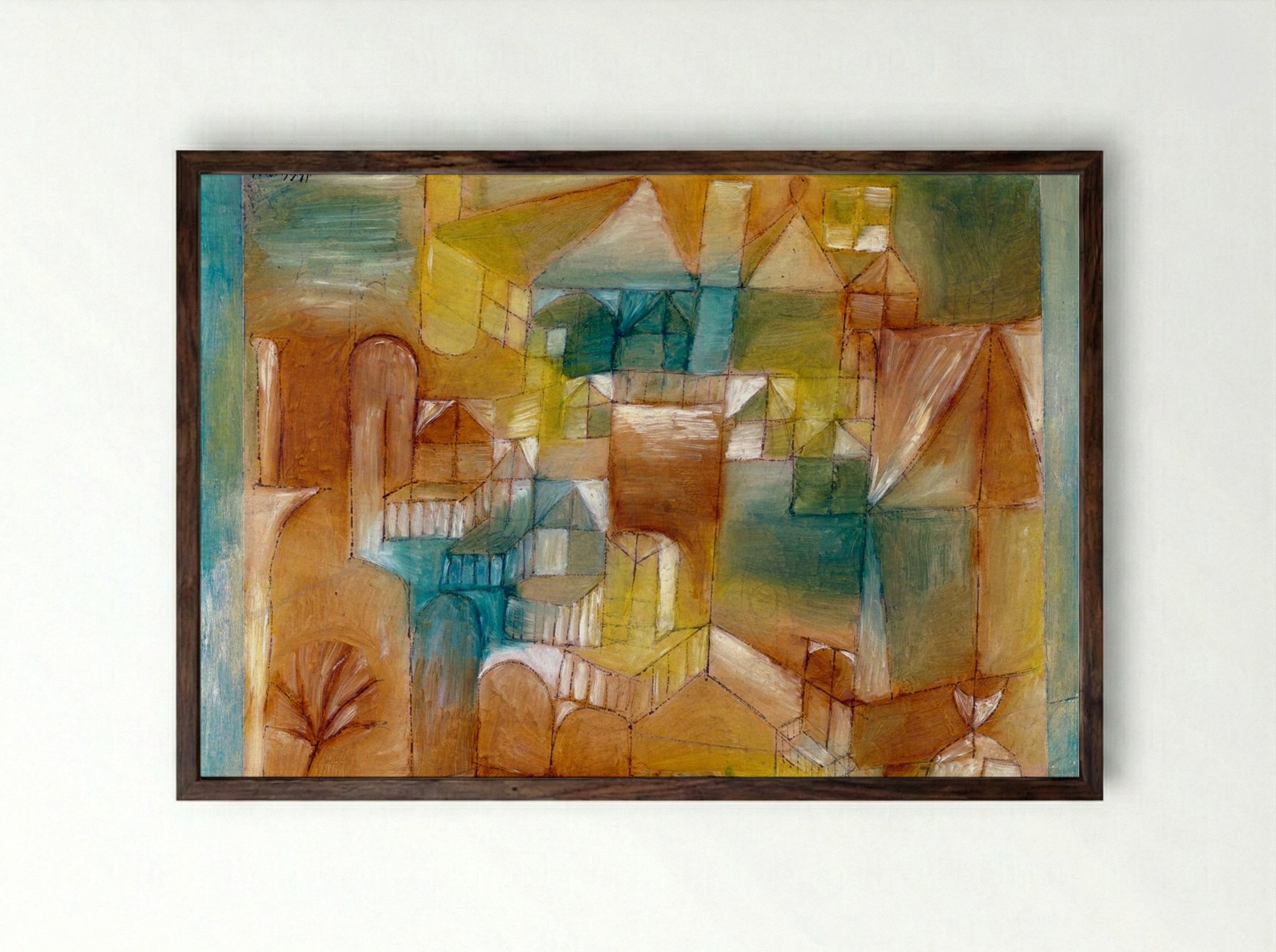 Fassade (Brown-Green) - Paul Klee - Framed Print Dark Wood