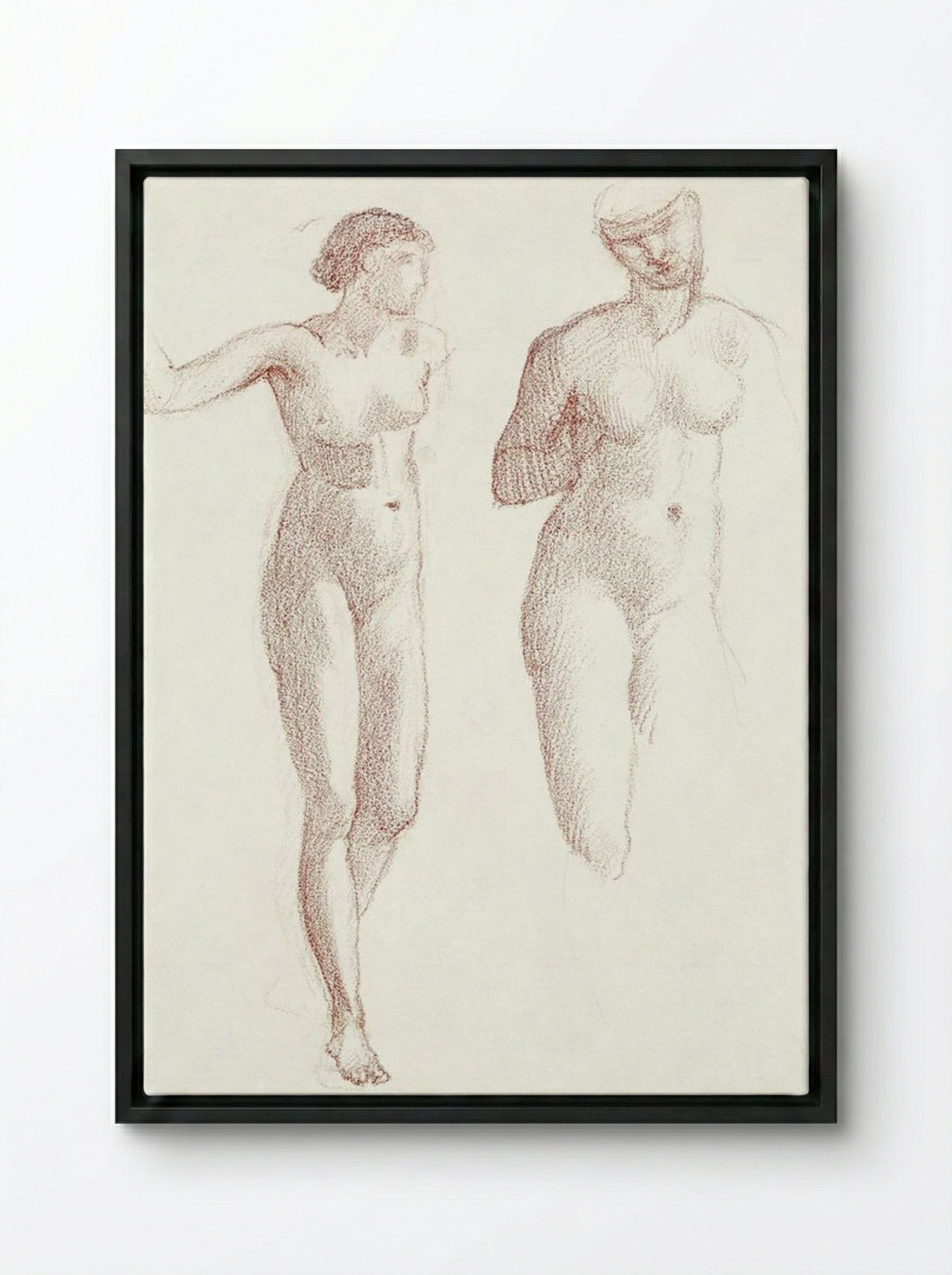 Cupid and Psyche - Female Nude - Two Studies - Edward Burne-Jones - Framed Canvas Black