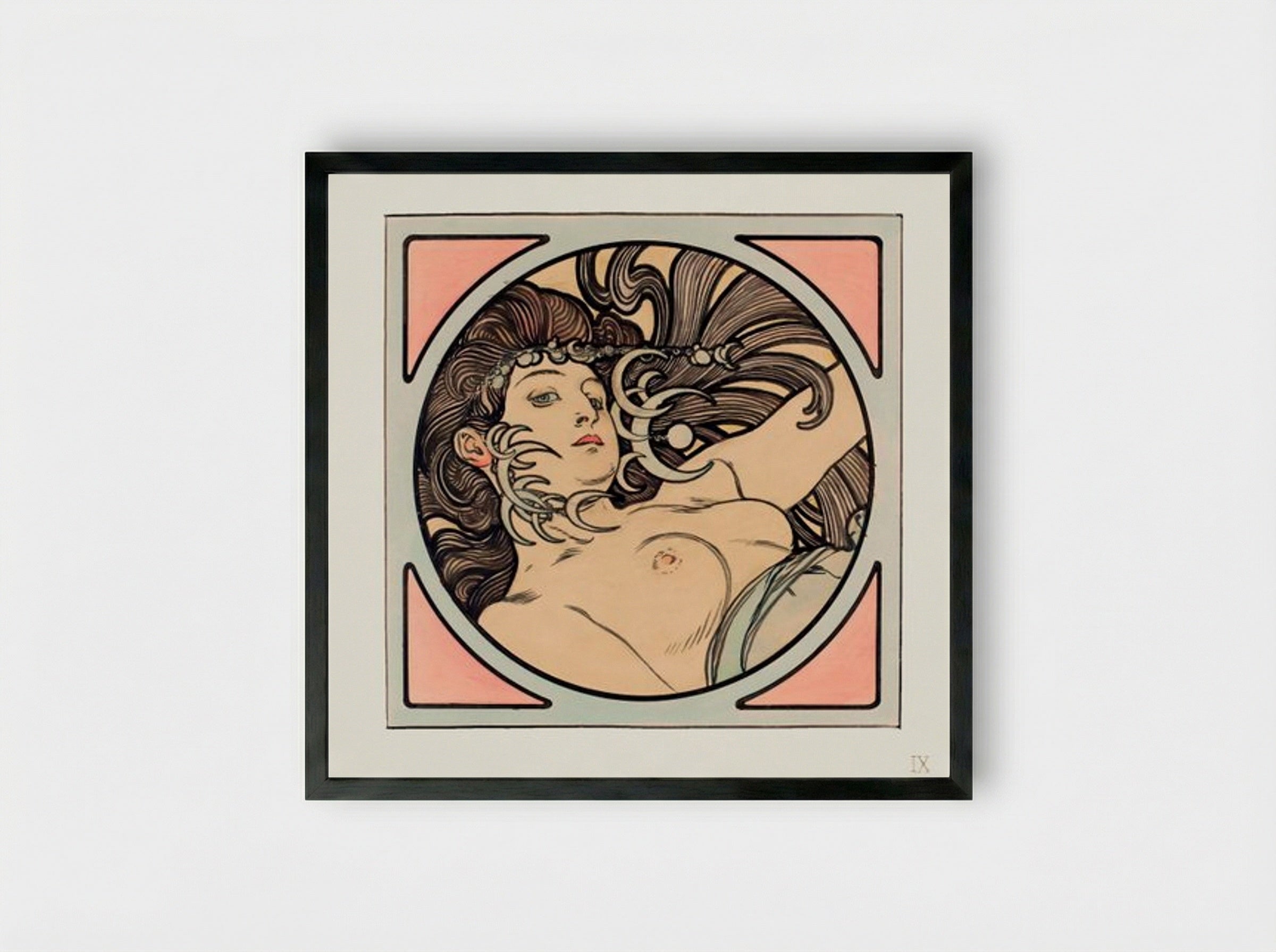 Stained Glass Window for the Facade of the Fouquet Boutique - Alphonse Mucha - Framed Print Black