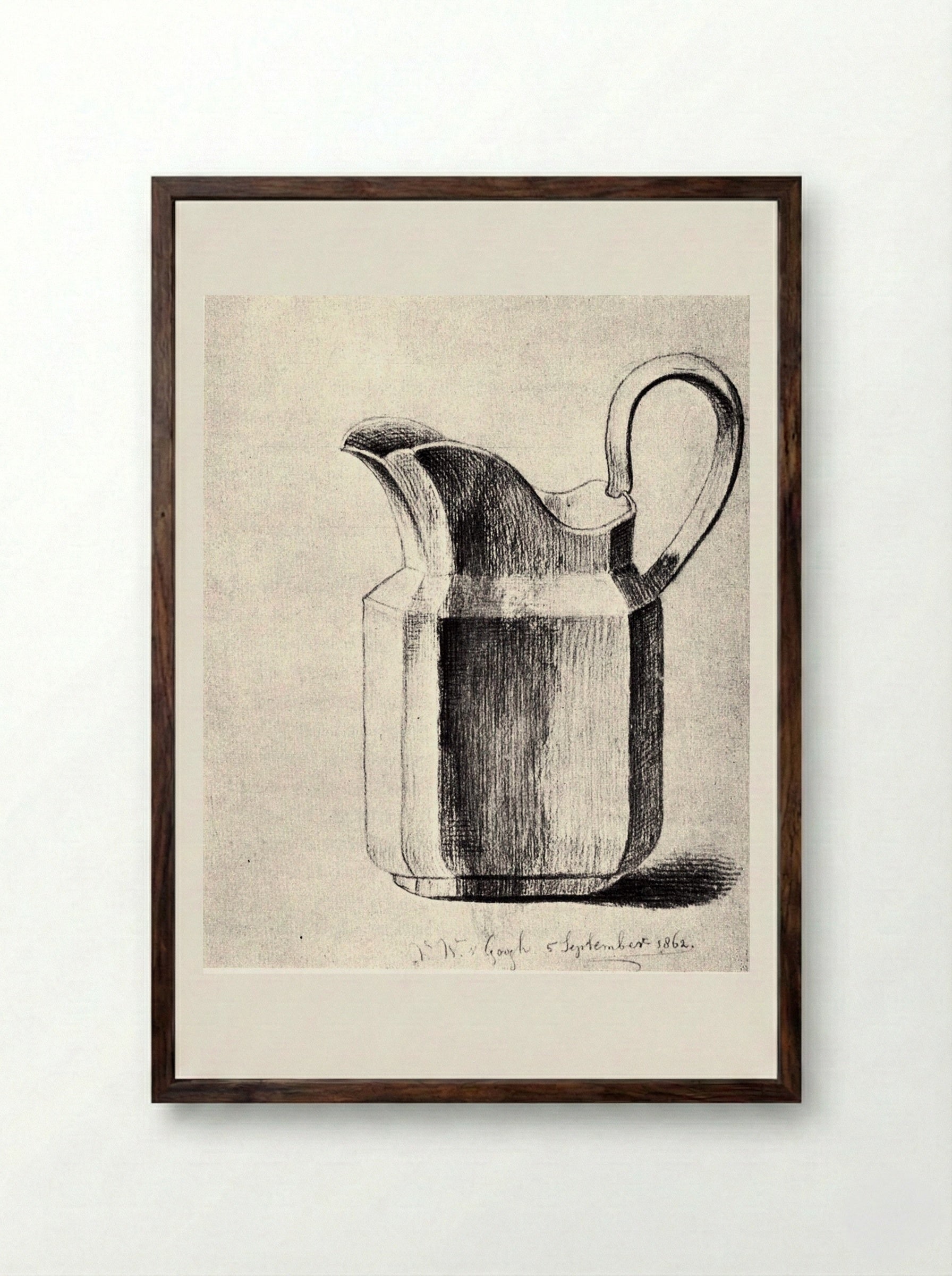 Milk Jug (Pewter Jug) - Vincent van Gogh - Framed Print Dark Wood