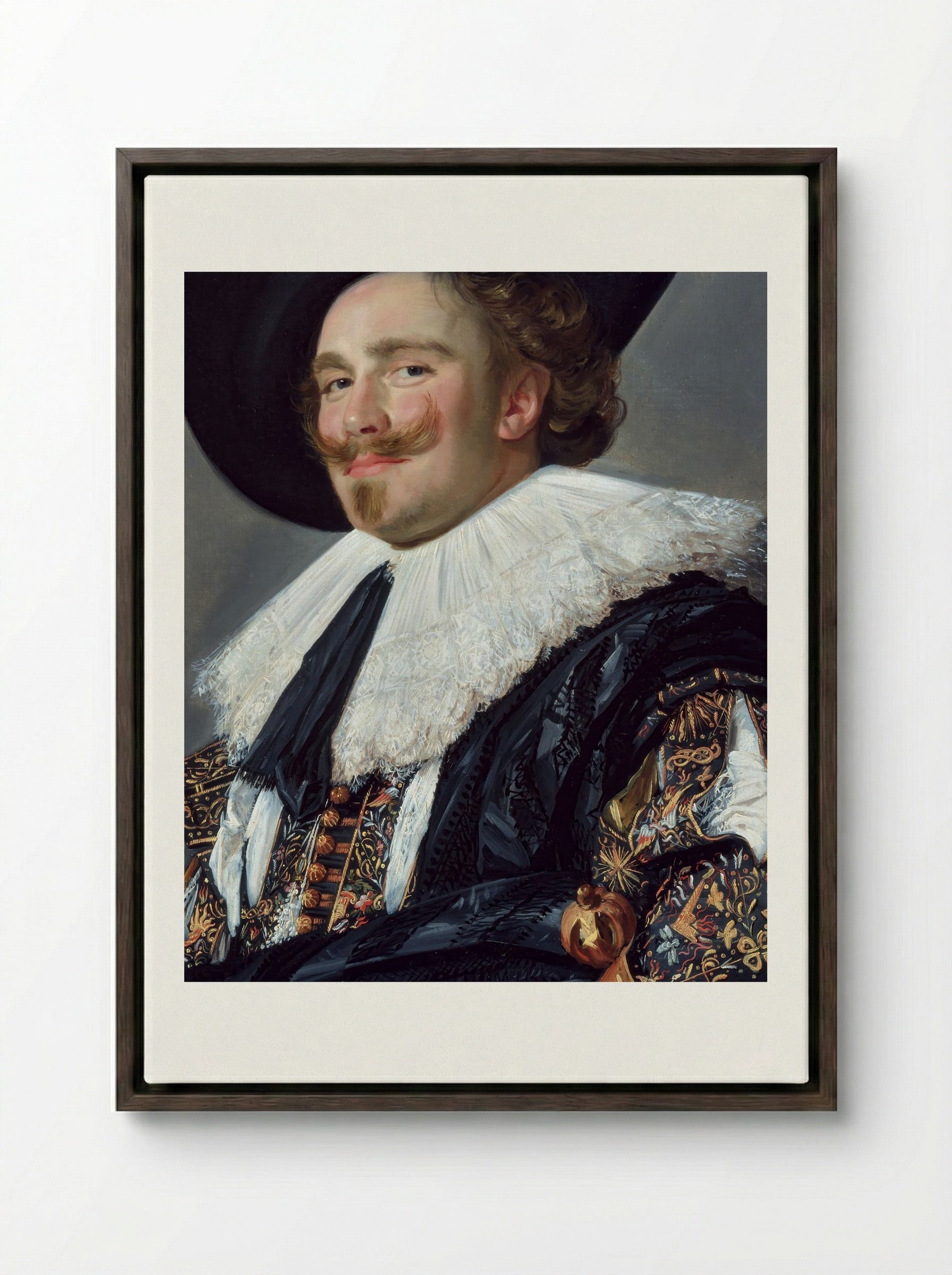The Merry Cavalier - Frans Hals - Framed Canvas Dark Wood