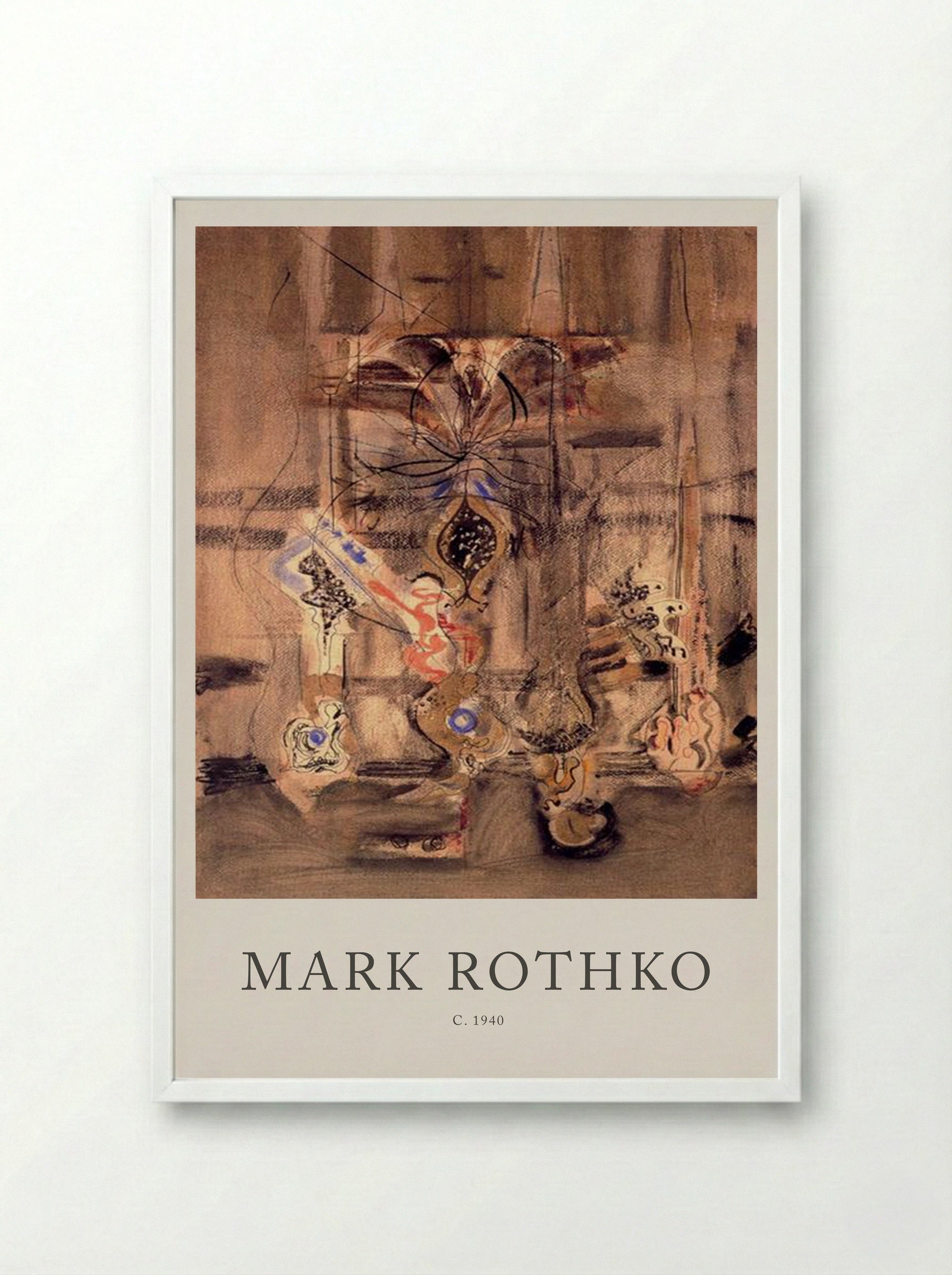 Untitled (Biomorphic Forms) - Mark Rothko - Framed Print White