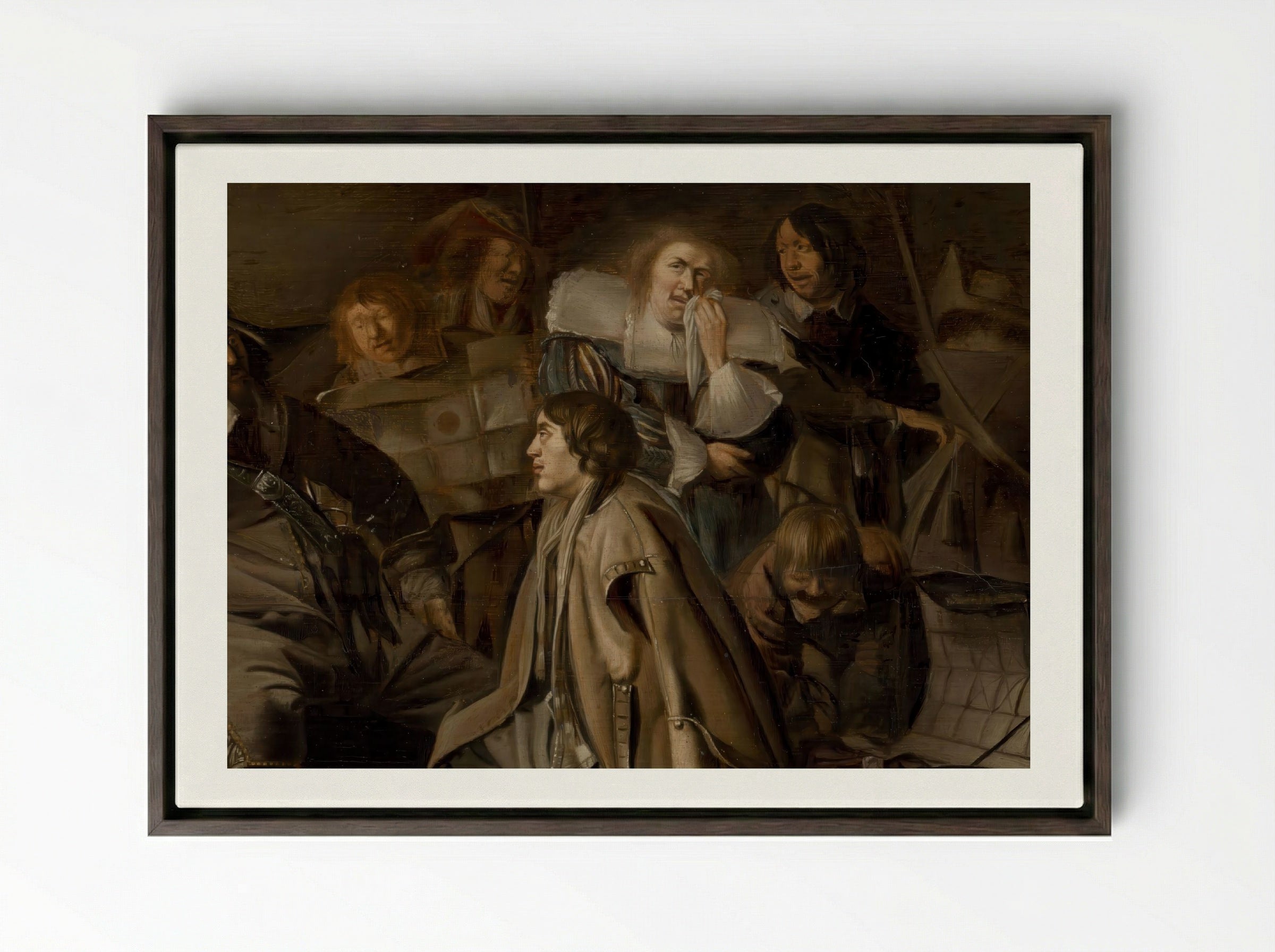 The Questioning of a Prisoner - Pieter Codde - Framed Canvas Dark Wood