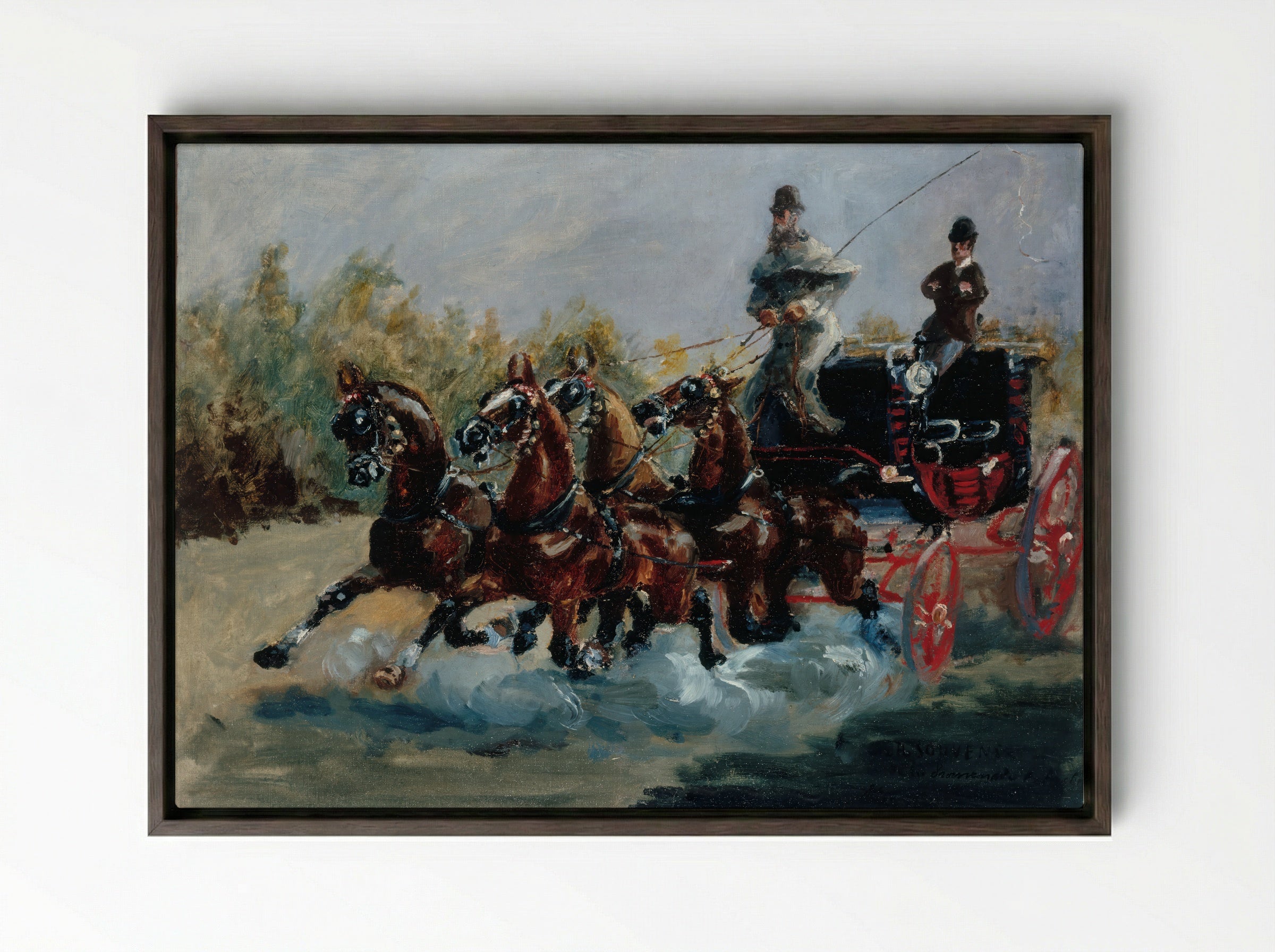 Nice, Souvenir of the Promenade des Anglais - Henri de Toulouse-Lautrec - Framed Canvas Dark Wood