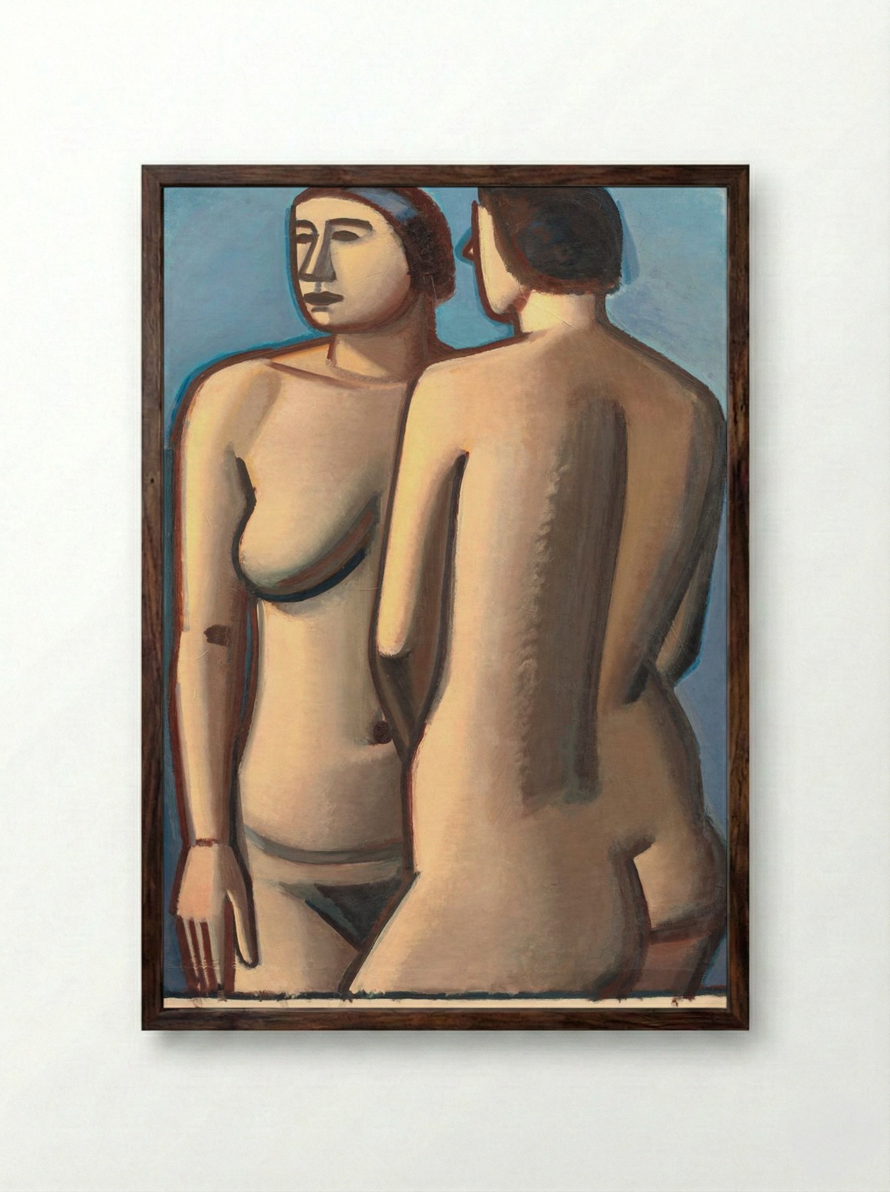 Two Female Nudes - Vilhelm Lundstrøm - Framed Print Dark Wood