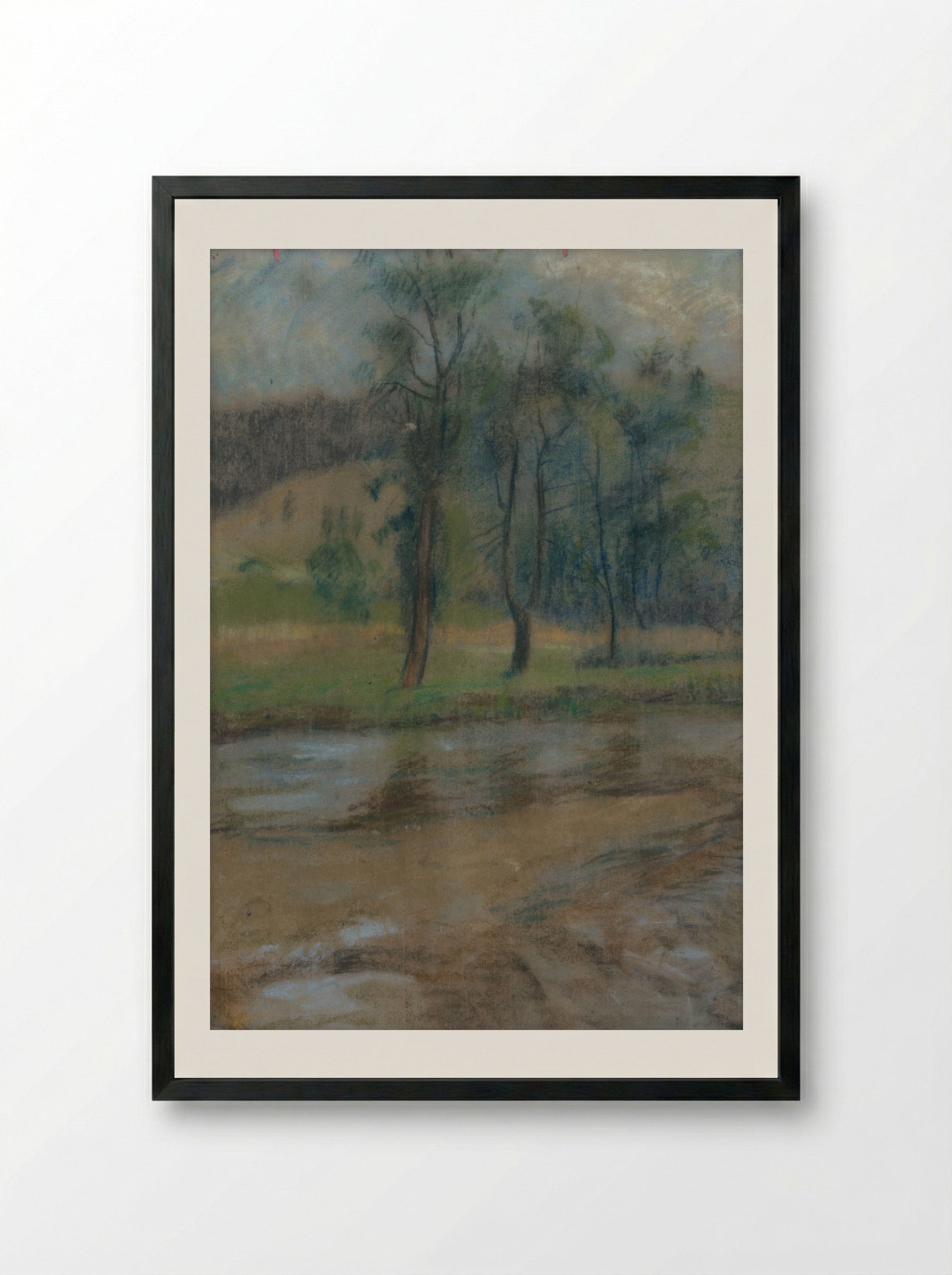 Trees by the River - Zolo Palugyay - Framed Print Black
