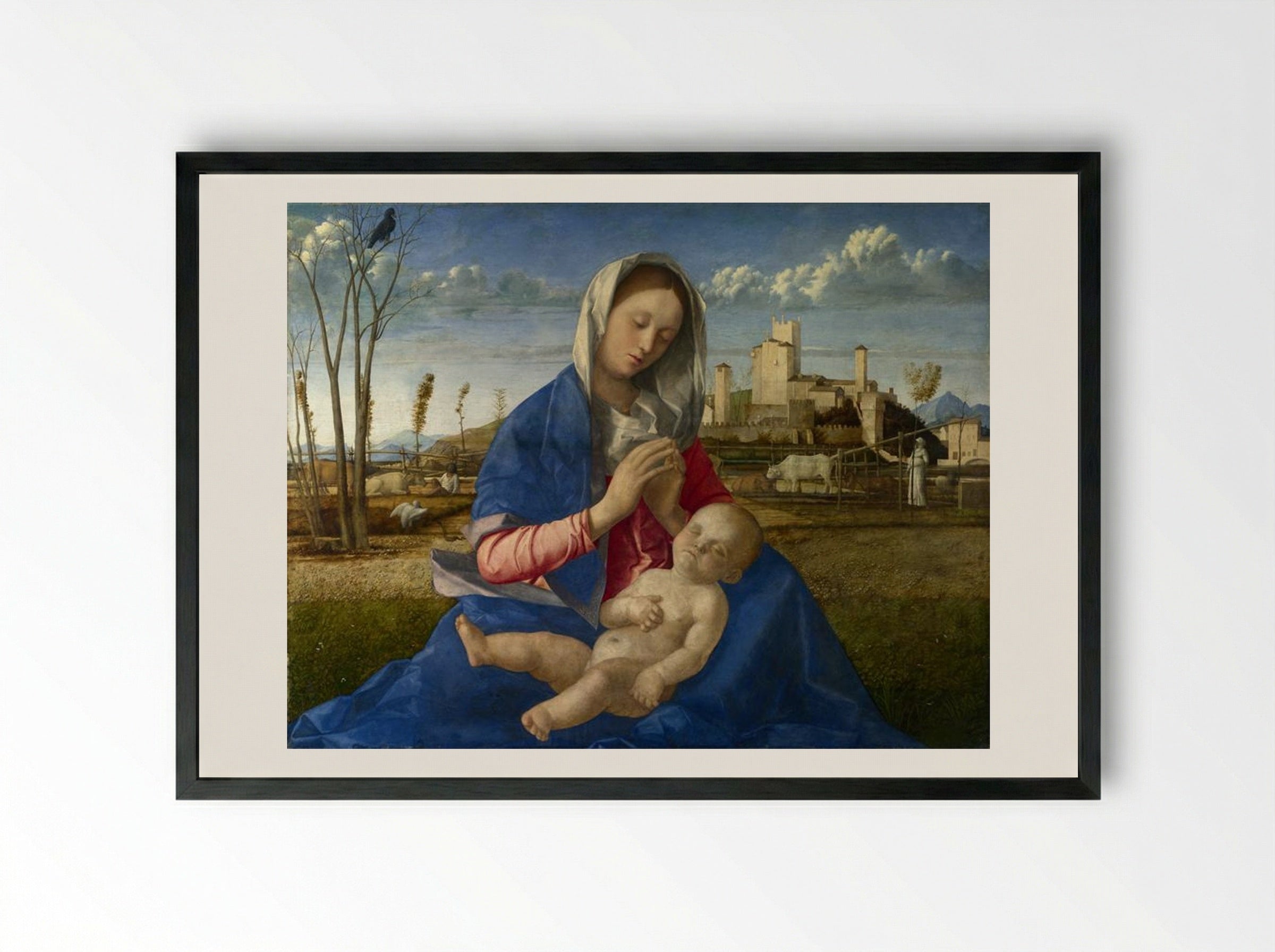 Madonna of the Meadow - Giovanni Bellini - Framed Print Black