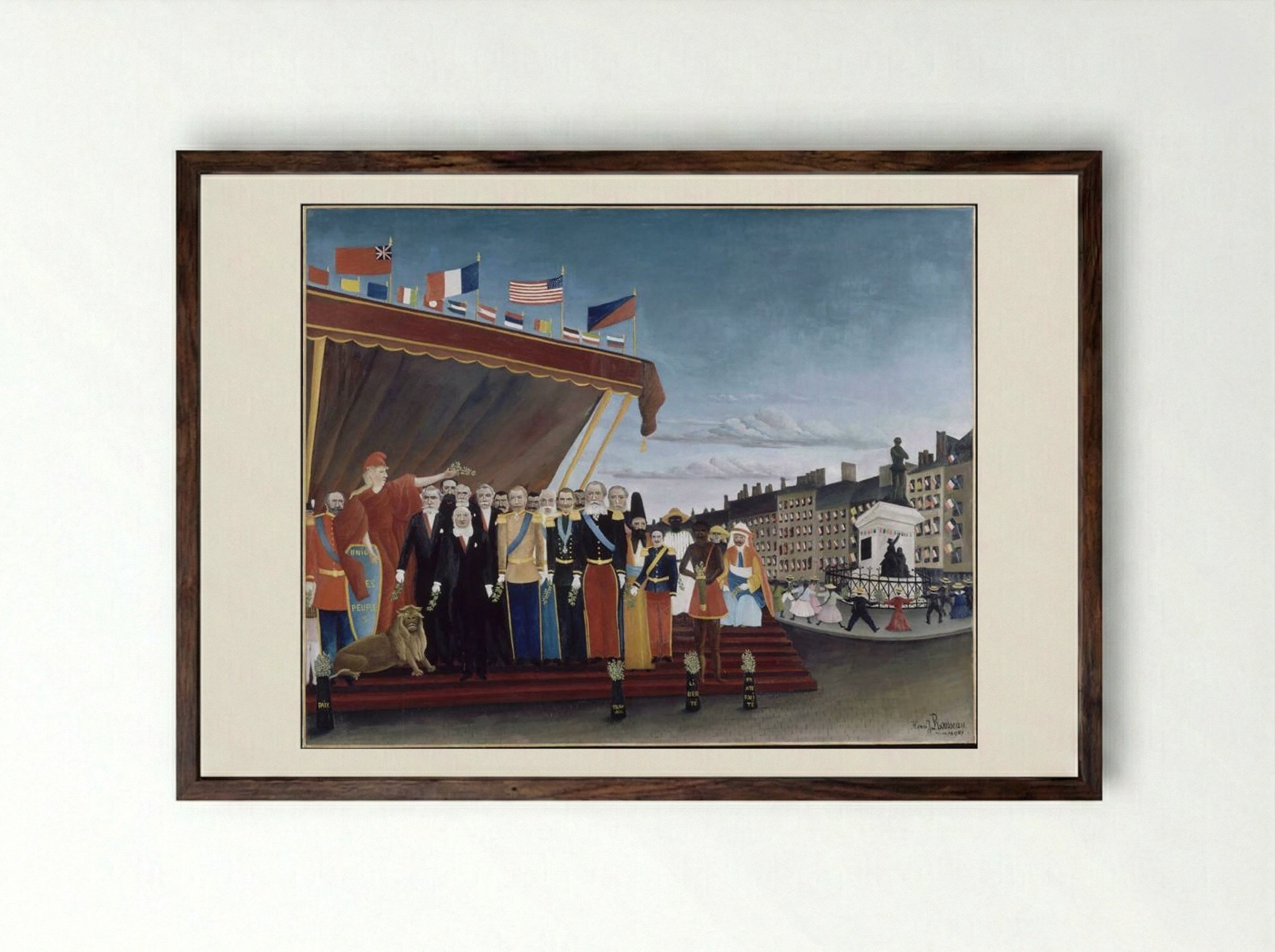 The Representatives of Foreign Powers Coming to Salute the Republic as a Sign of Peace - Henri Rousseau - Framed Print Dark Wood