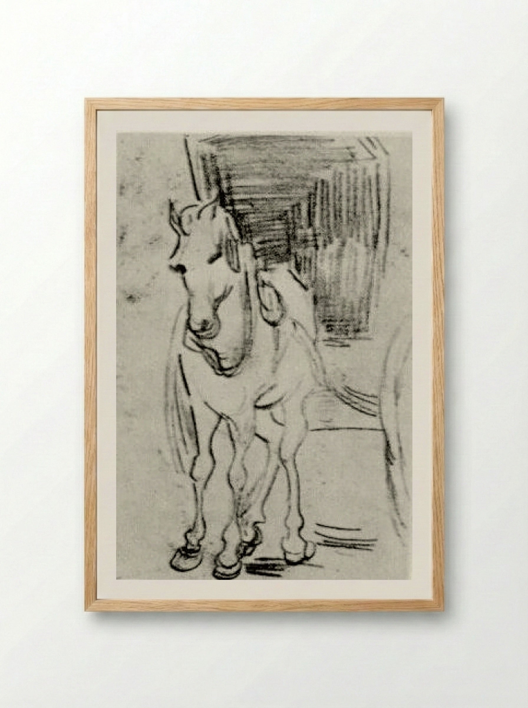 Horse and Carriage (Sketch) - Fine Art Print - Framed Print Wood