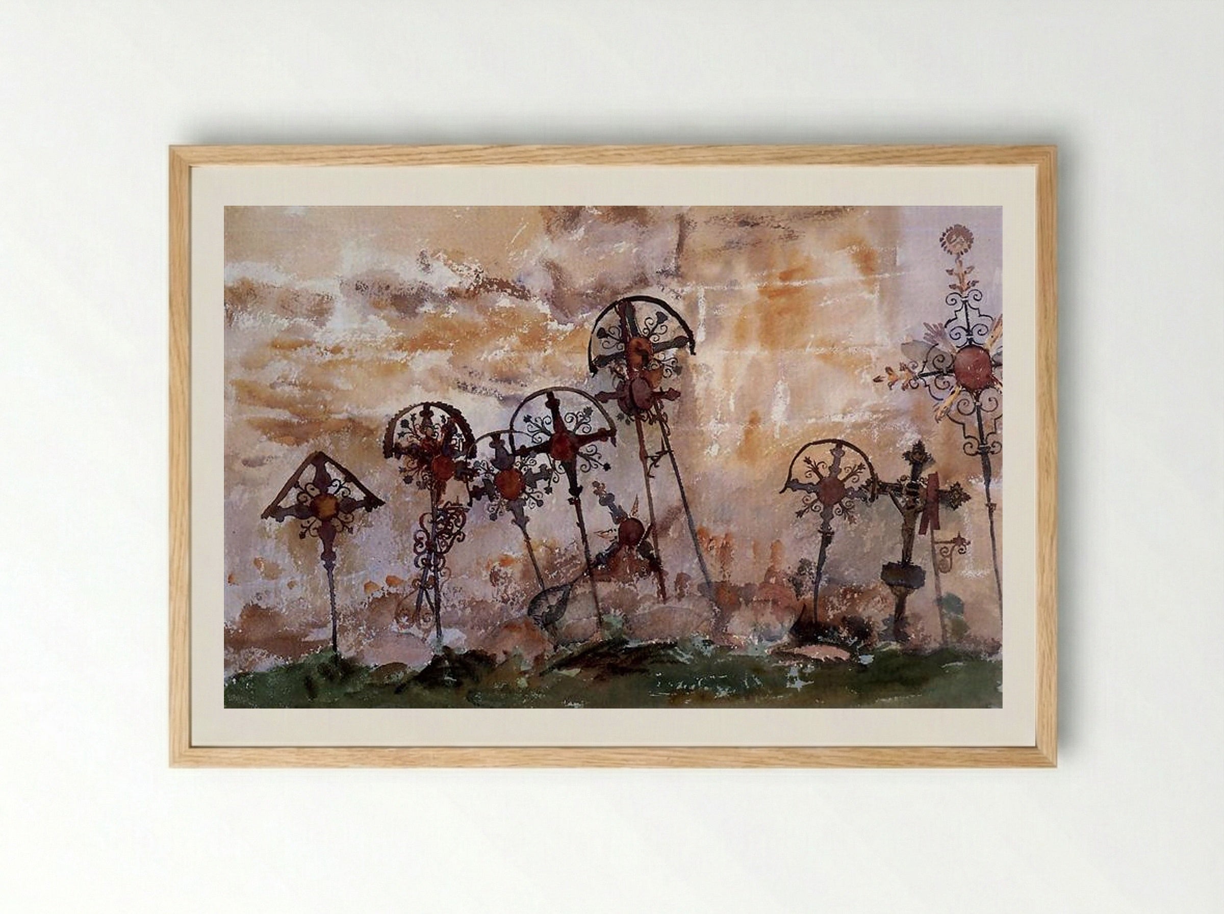 Graveyard in the Tyrol - John Singer Sargent - Framed Print Wood