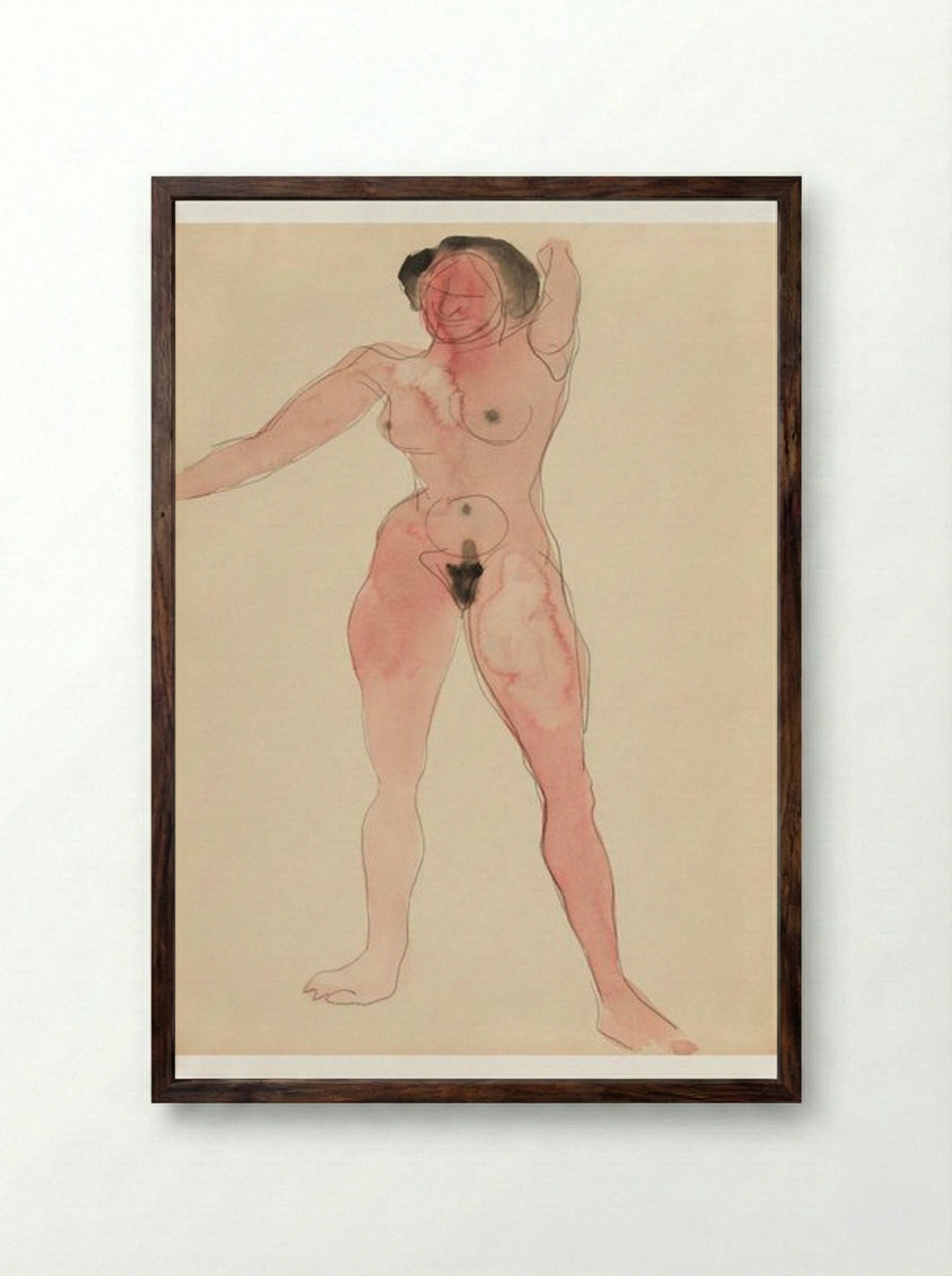 Female Nude (Standing Figure) - Charles Demuth - Framed Print Dark Wood