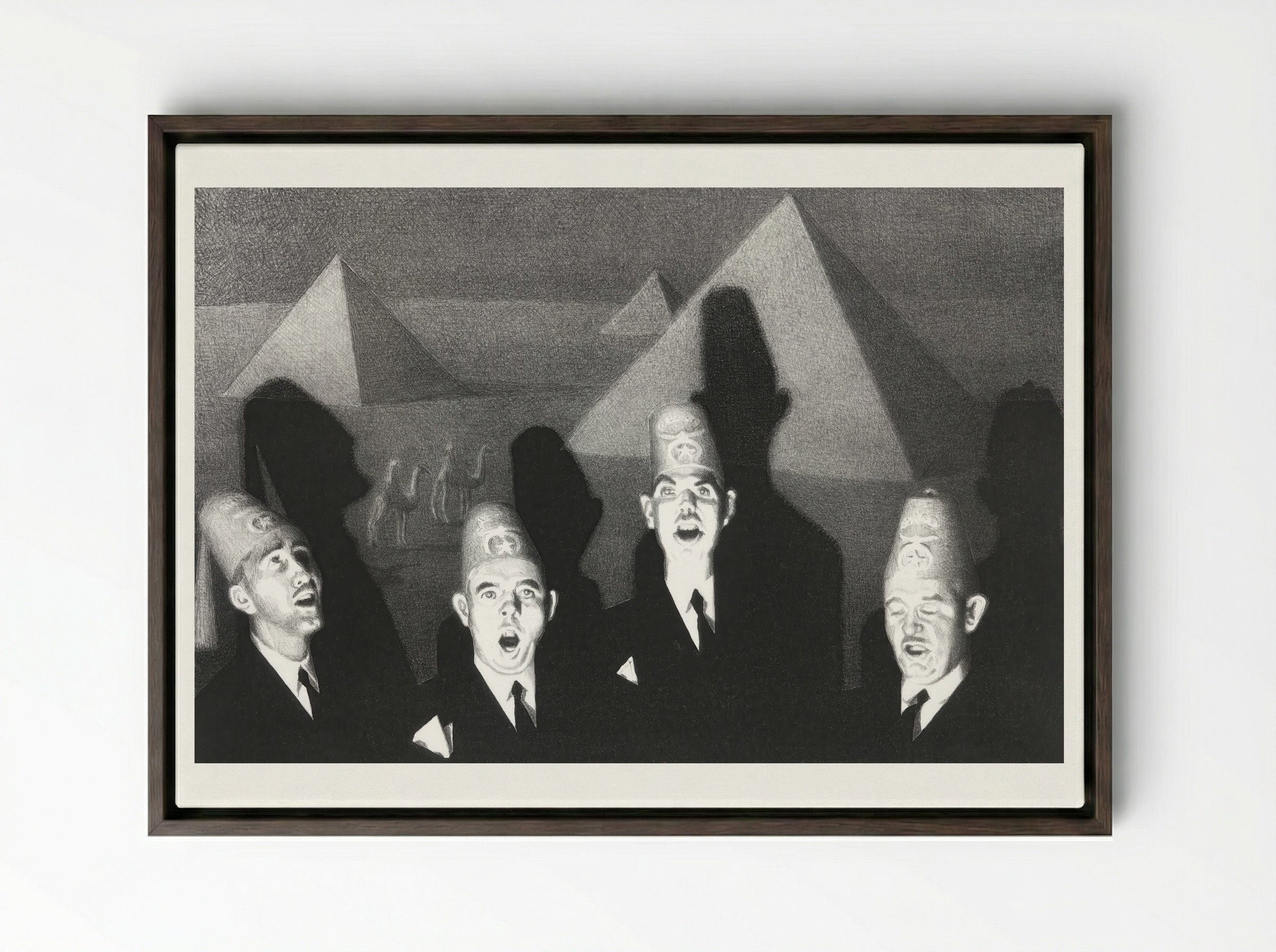 Shriner's Quartet - Grant Wood - Framed Canvas Dark Wood