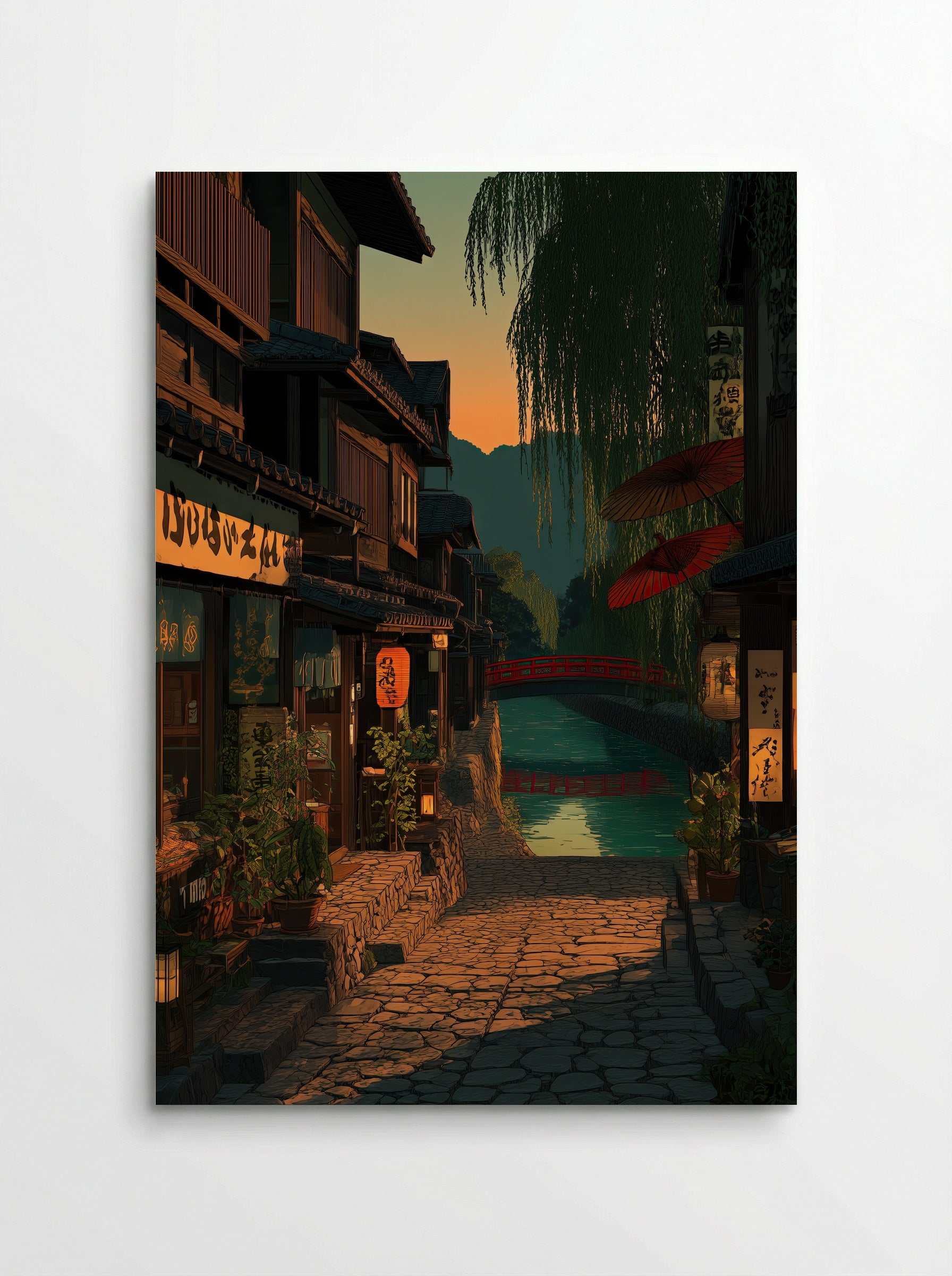 Twilight on the Kamo River: A Kyoto Evening - Poster