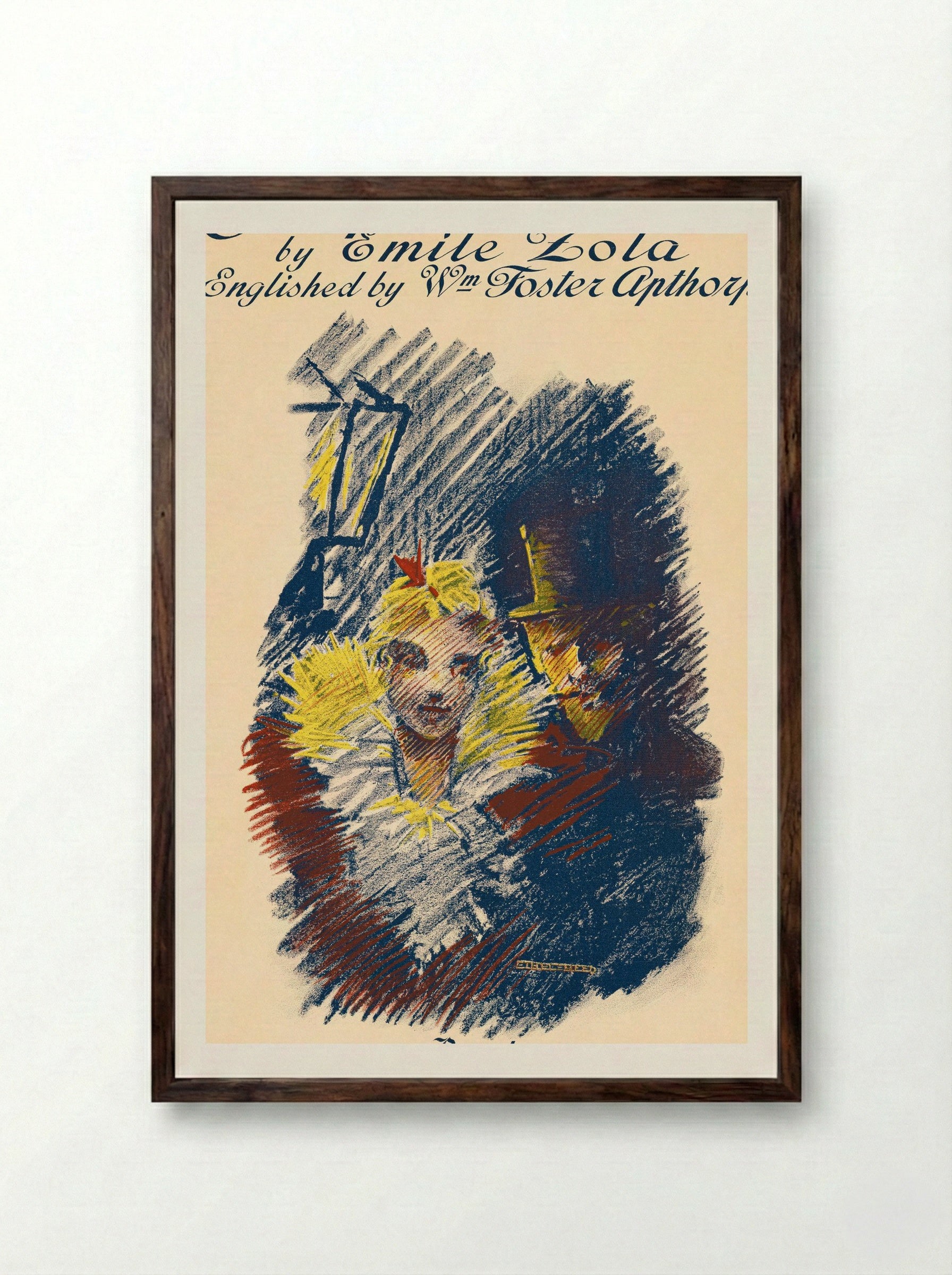 Jacques Damour by Emile Zola - Ethel Reed - Framed Print Dark Wood