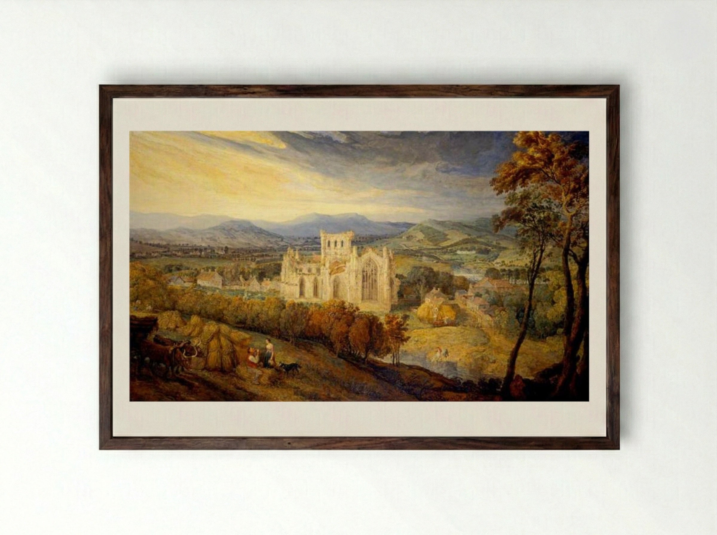 Melrose Abbey - James Ward - Framed Print Dark Wood