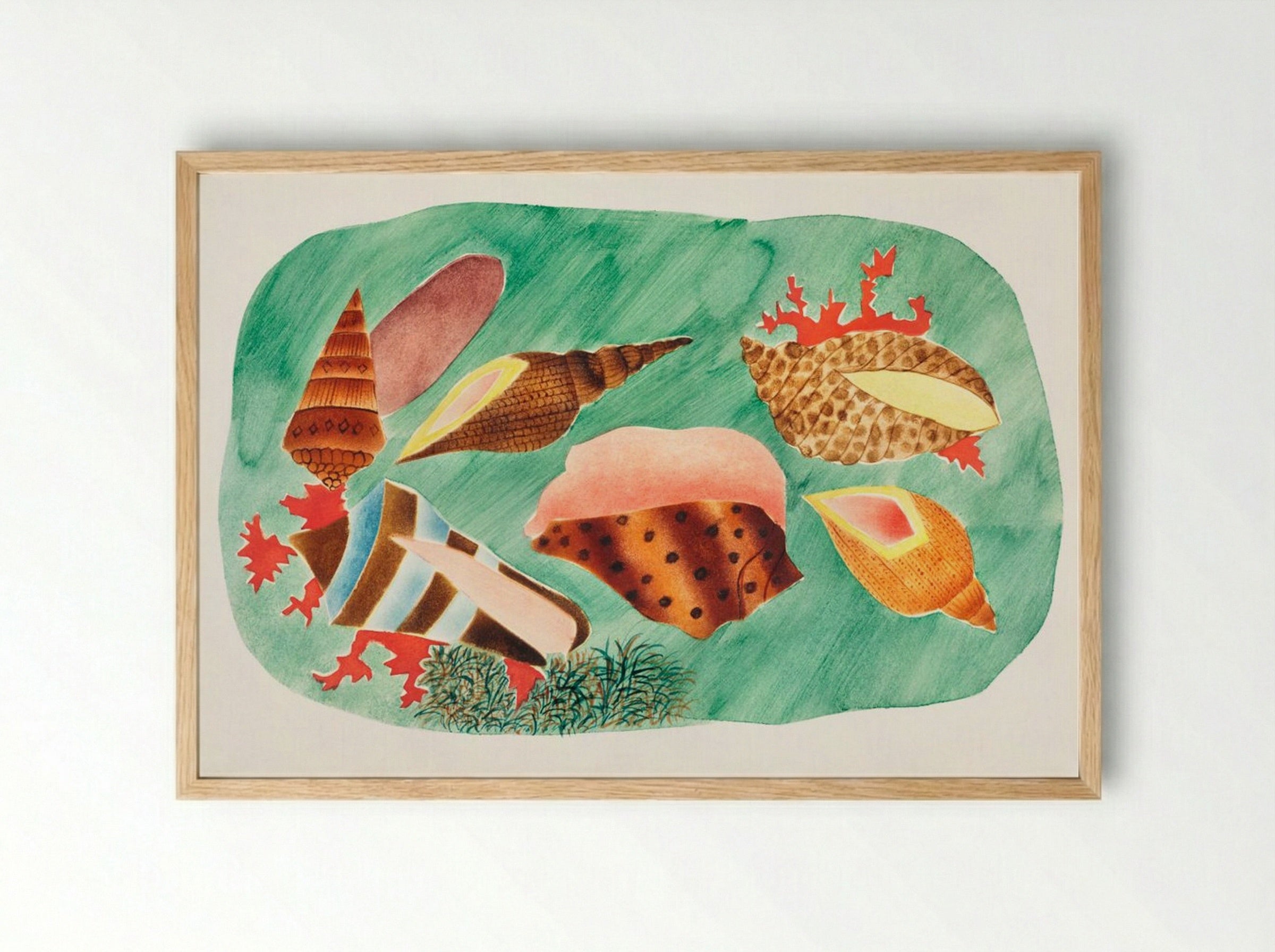 Shells in Seaweed - Mary Altha Nims - Framed Print Wood