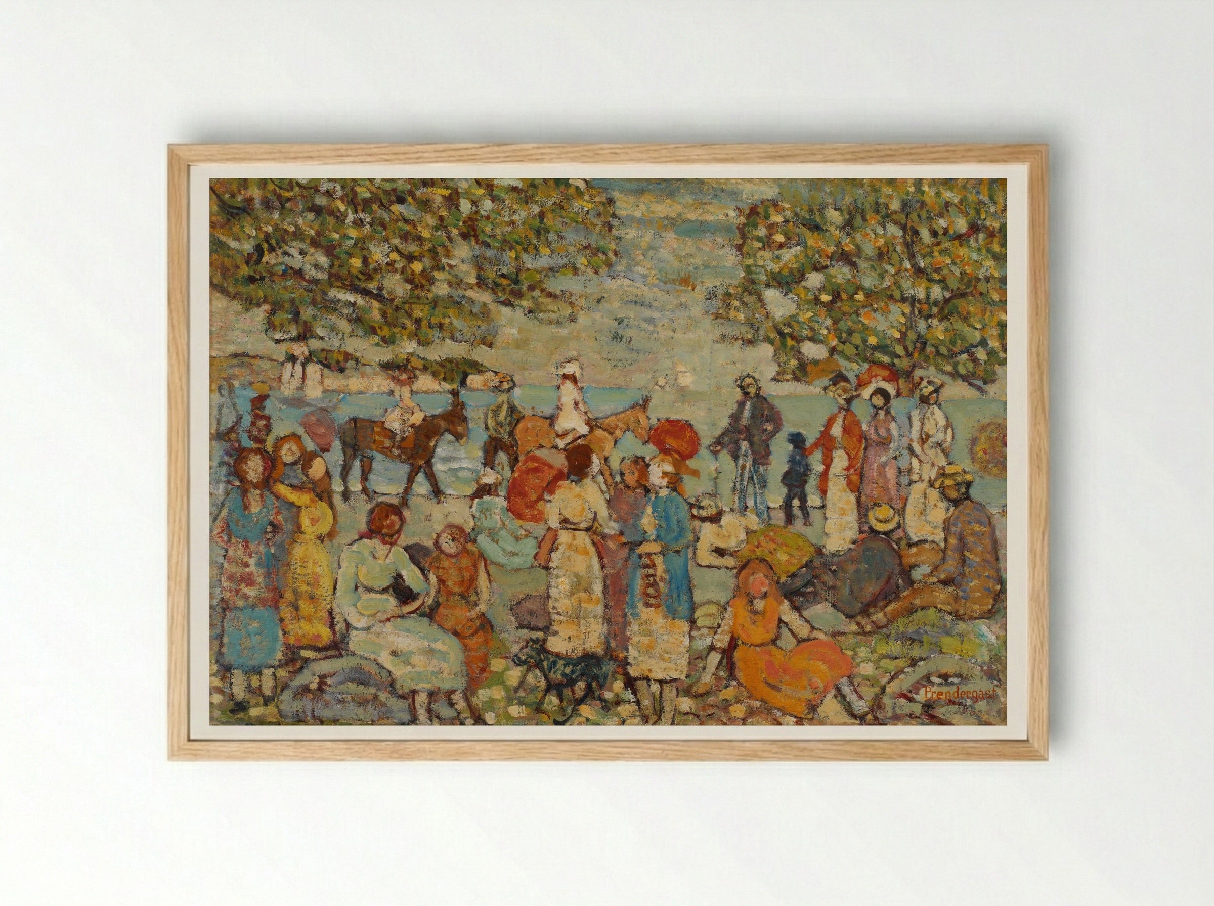 Beach Scene with Donkeys or Mules - Maurice Brazil Prendergast - Framed Print Wood