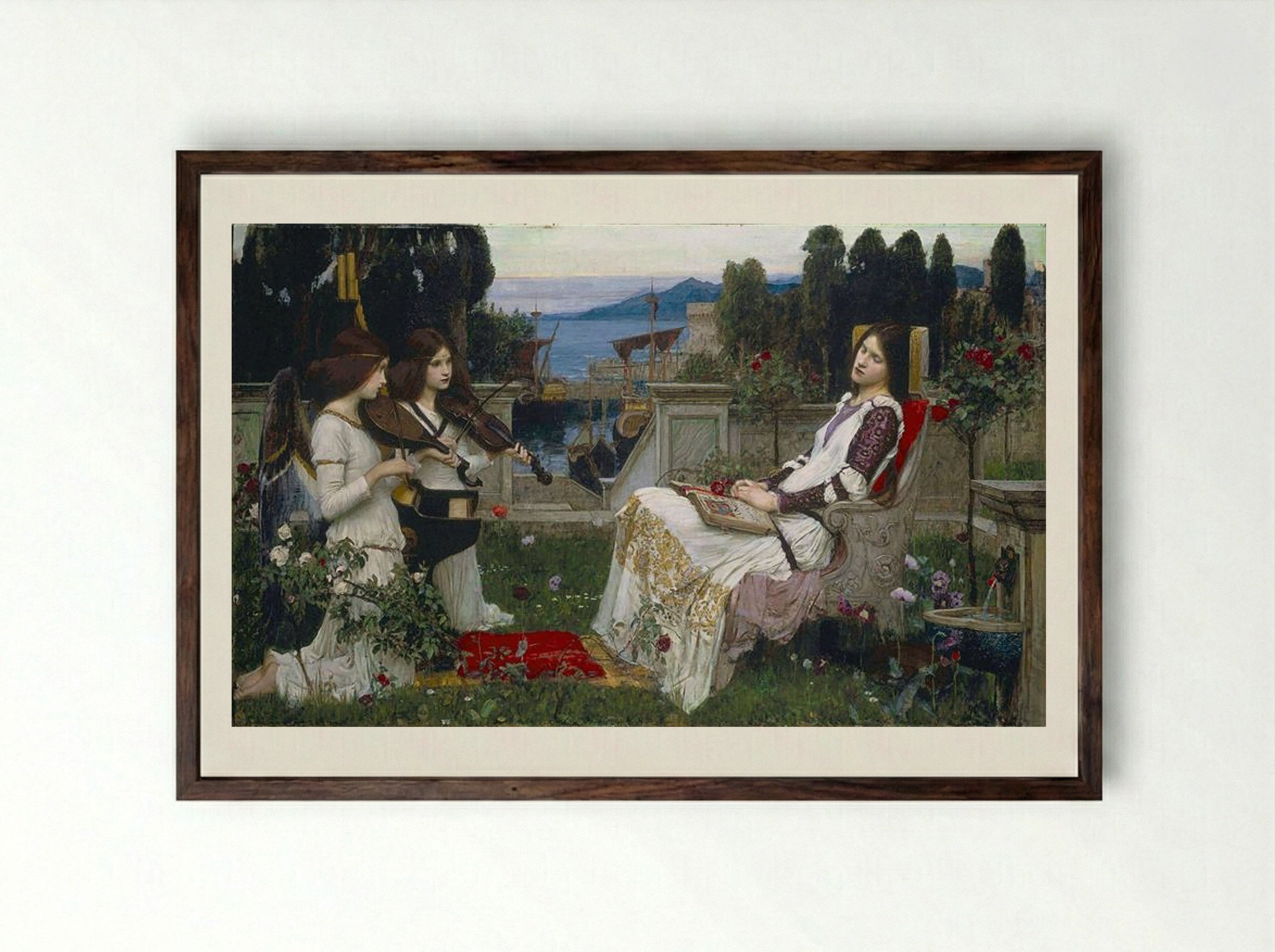 Saint Cecilia - John William Waterhouse - Framed Print Dark Wood