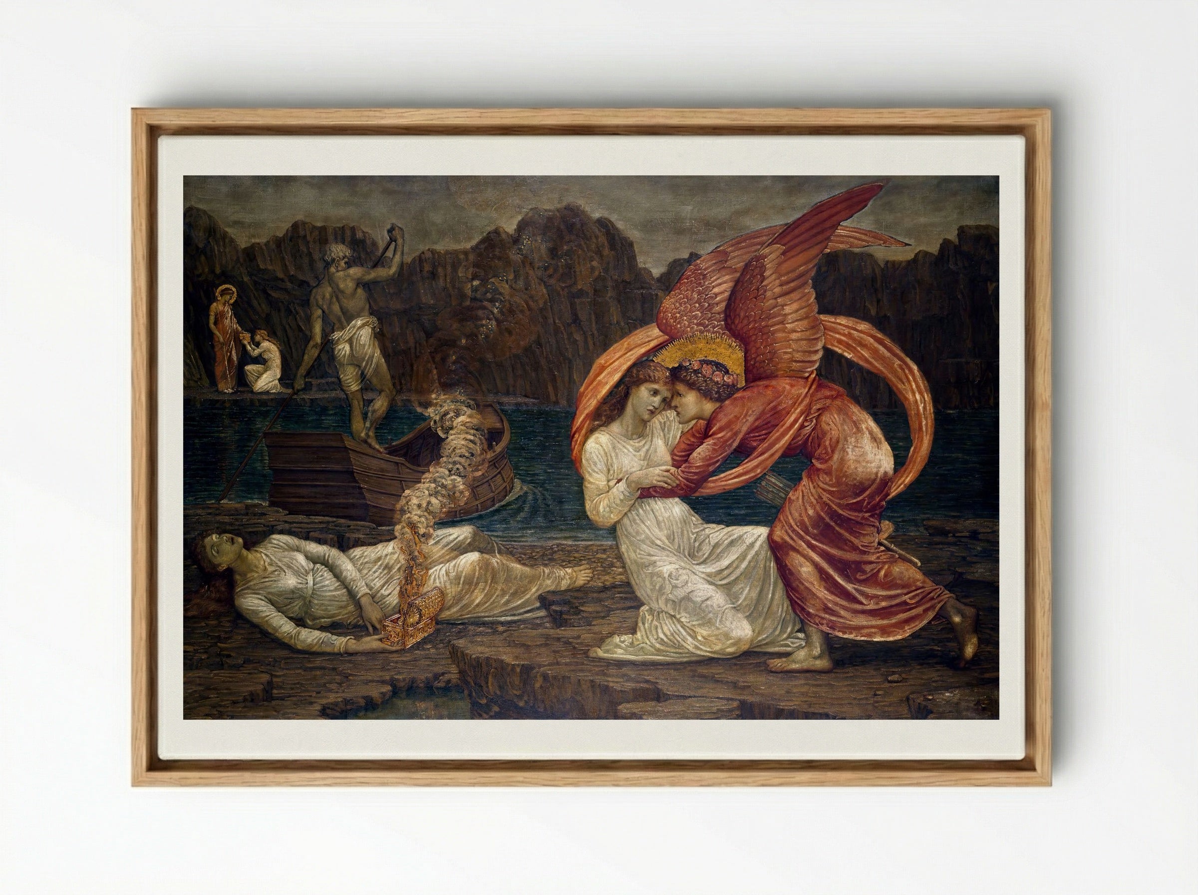 Psyche Receiving the Casket from Proserpine - Edward Burne-Jones - Framed Canvas Wood