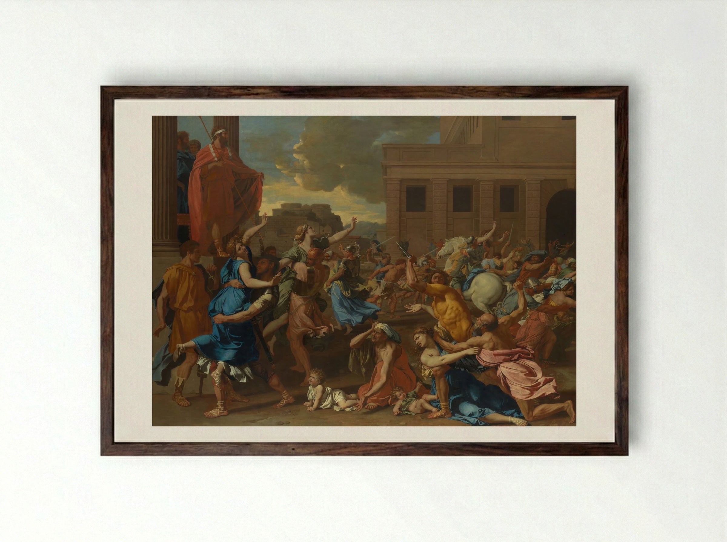 The Abduction of the Sabine Women - Nicolas Poussin - Framed Print Dark Wood