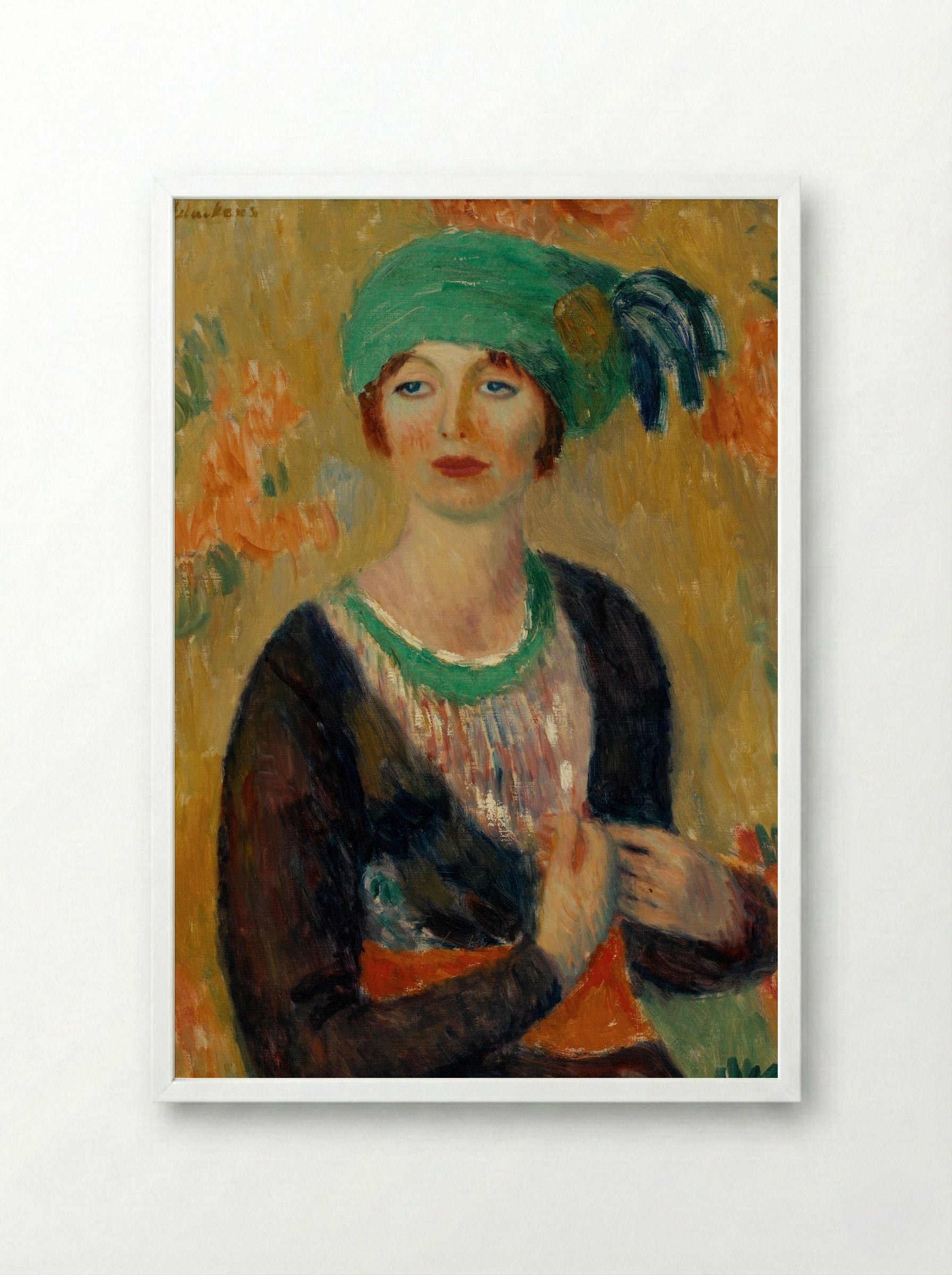 Girl in Green Turban - William James Glackens - Framed Print White