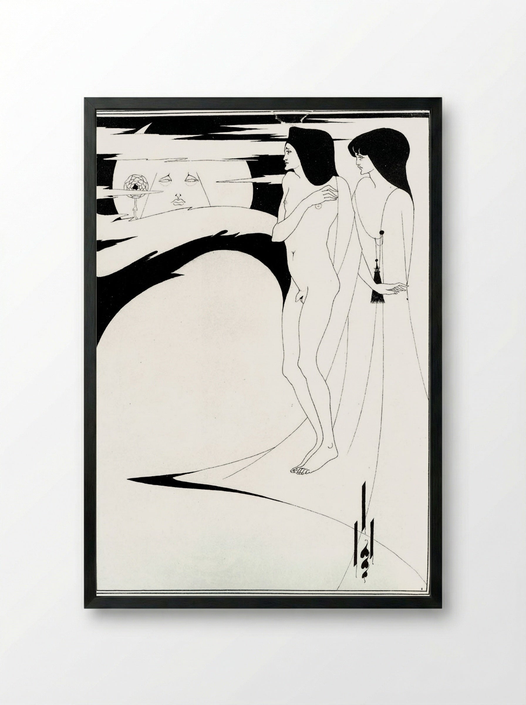 The Woman in the Moon - Aubrey Beardsley - Framed Print Black