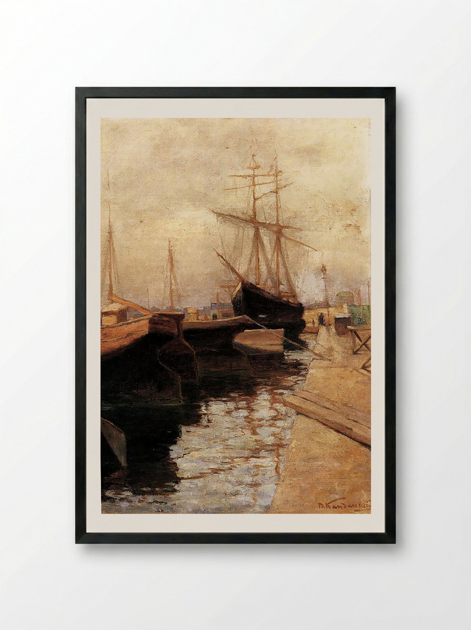 Odessa Port - Dmitry Konstantinovich Kandaurov - Framed Print Black
