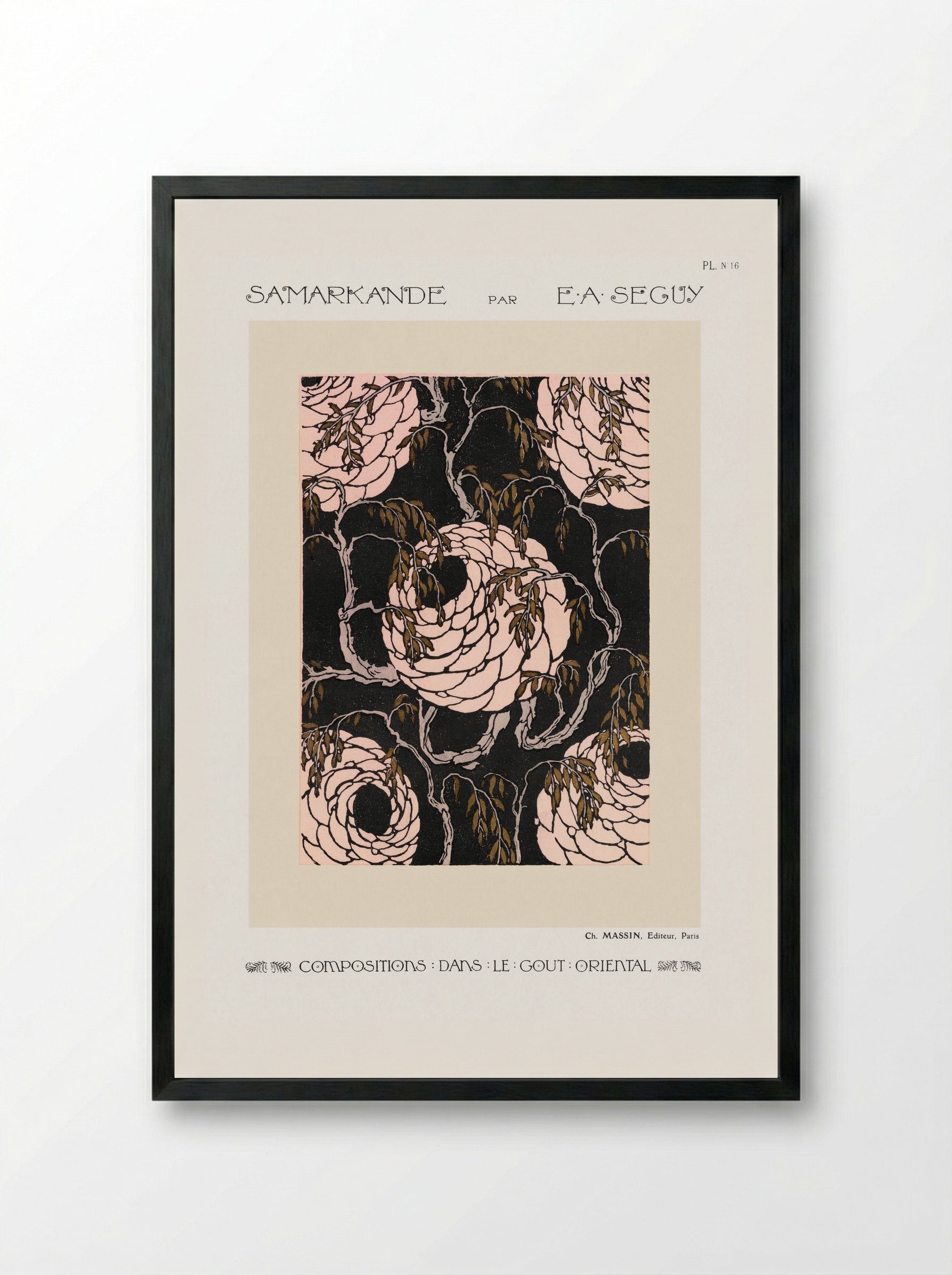 Samarkande, Plate 16 (Floral Composition in the Oriental Style) - Émile-Allain Séguy - Framed Print Black