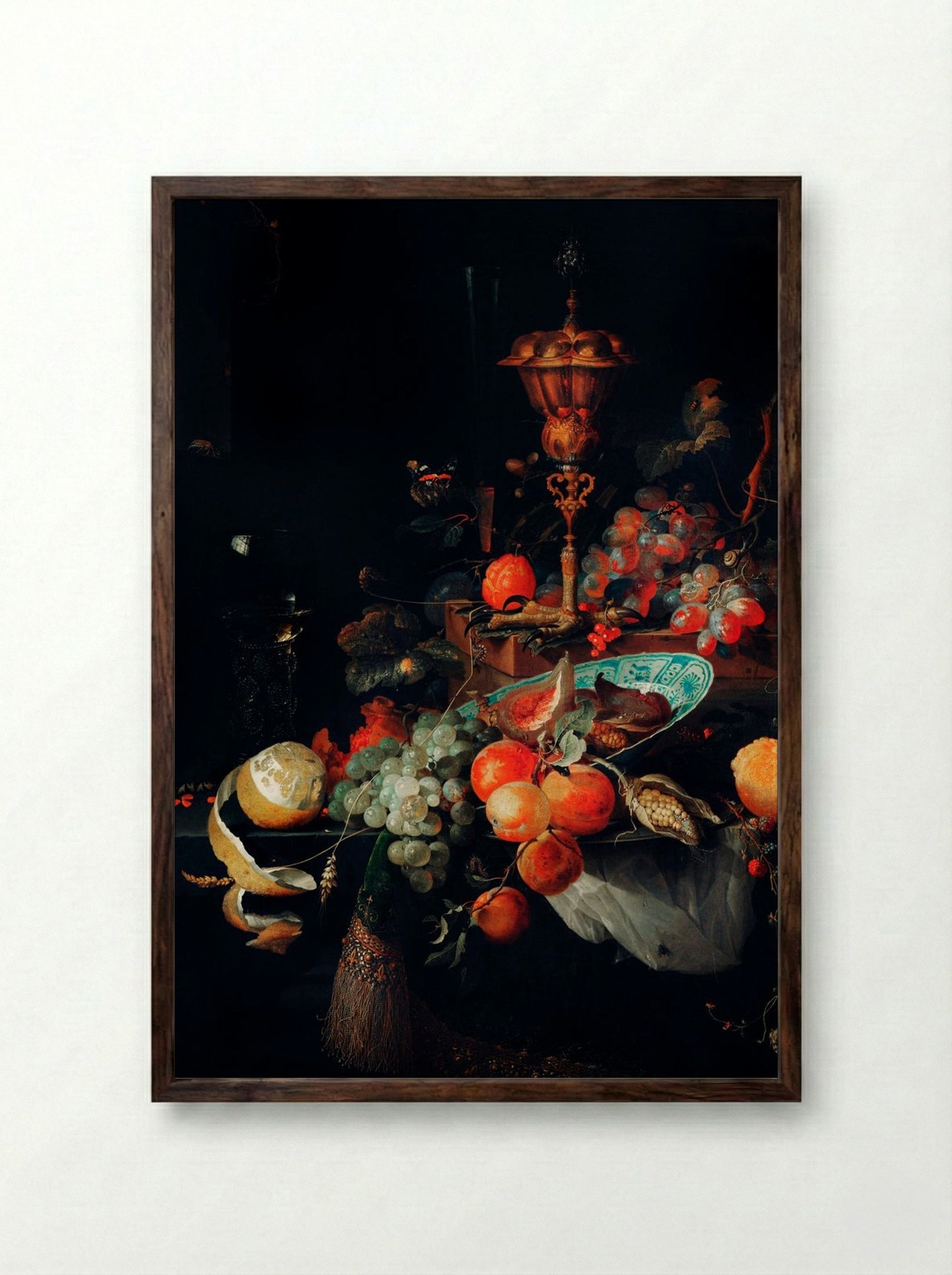 Fruits - Abraham Mignon - Framed Print Dark Wood
