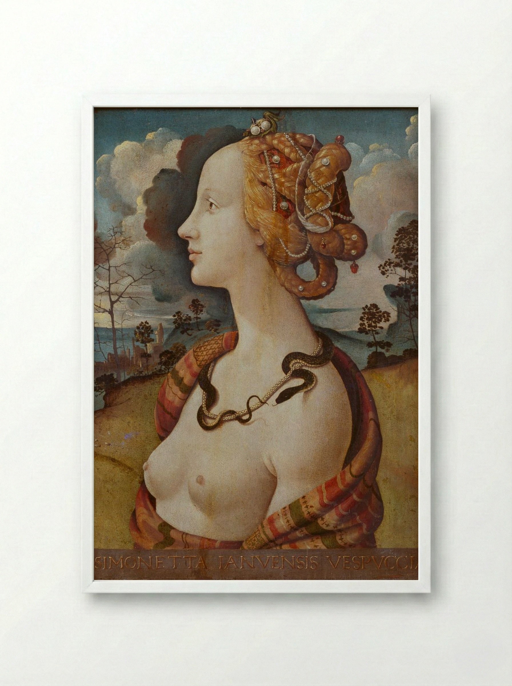 Portrait of Simonetta Vespucci - Piero di Cosimo - Framed Print White